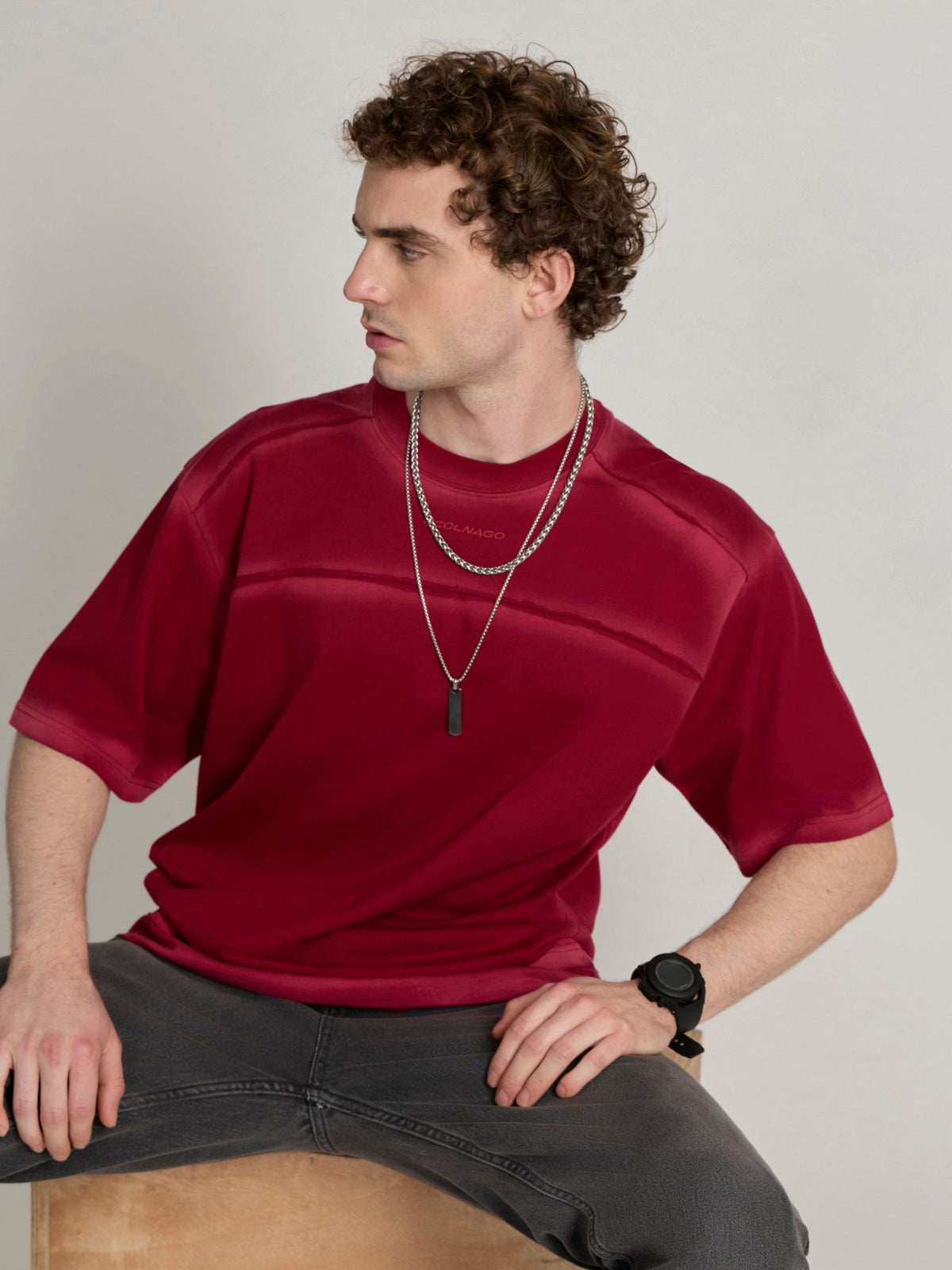 Lona - Fade Effect Baggy T-Shirt - Ruby Red - Espanshe