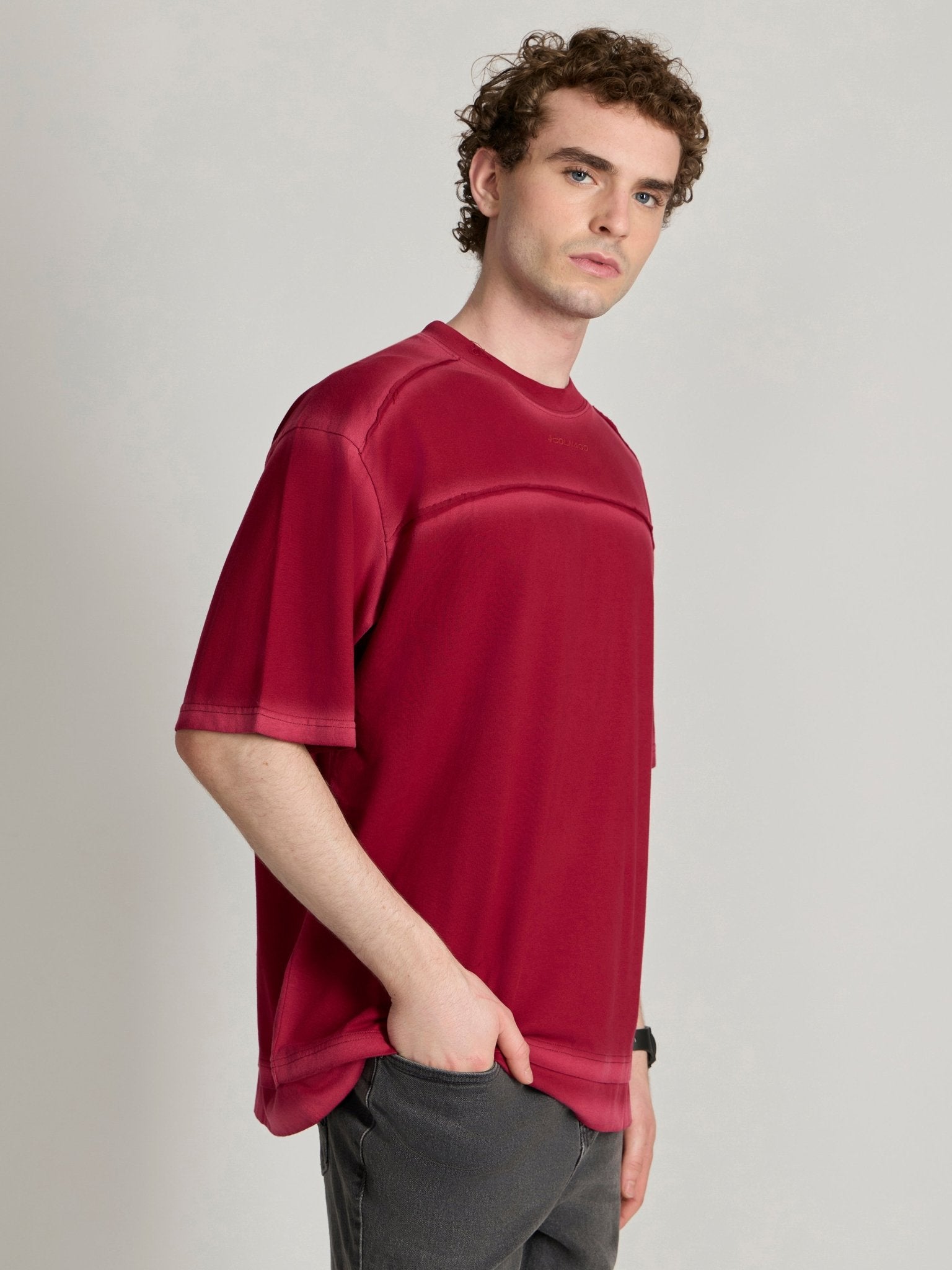 Lona - Fade Effect Baggy T-Shirt - Ruby Red - Espanshe