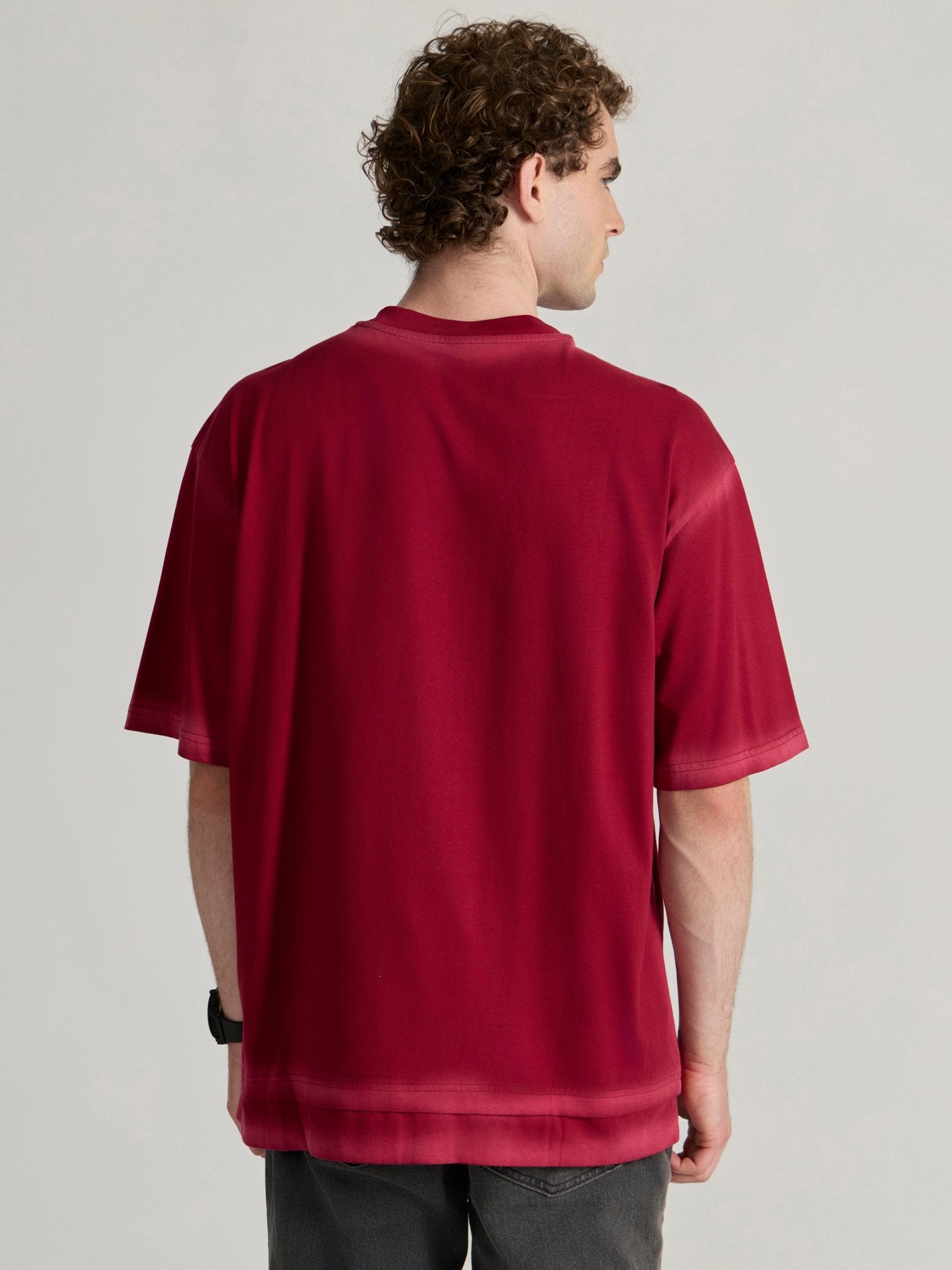Lona - Fade Effect Baggy T-Shirt - Ruby Red - Espanshe