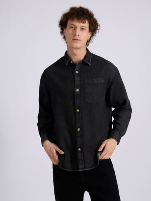 Mens Whitaker - Denim Shirt in Black color
