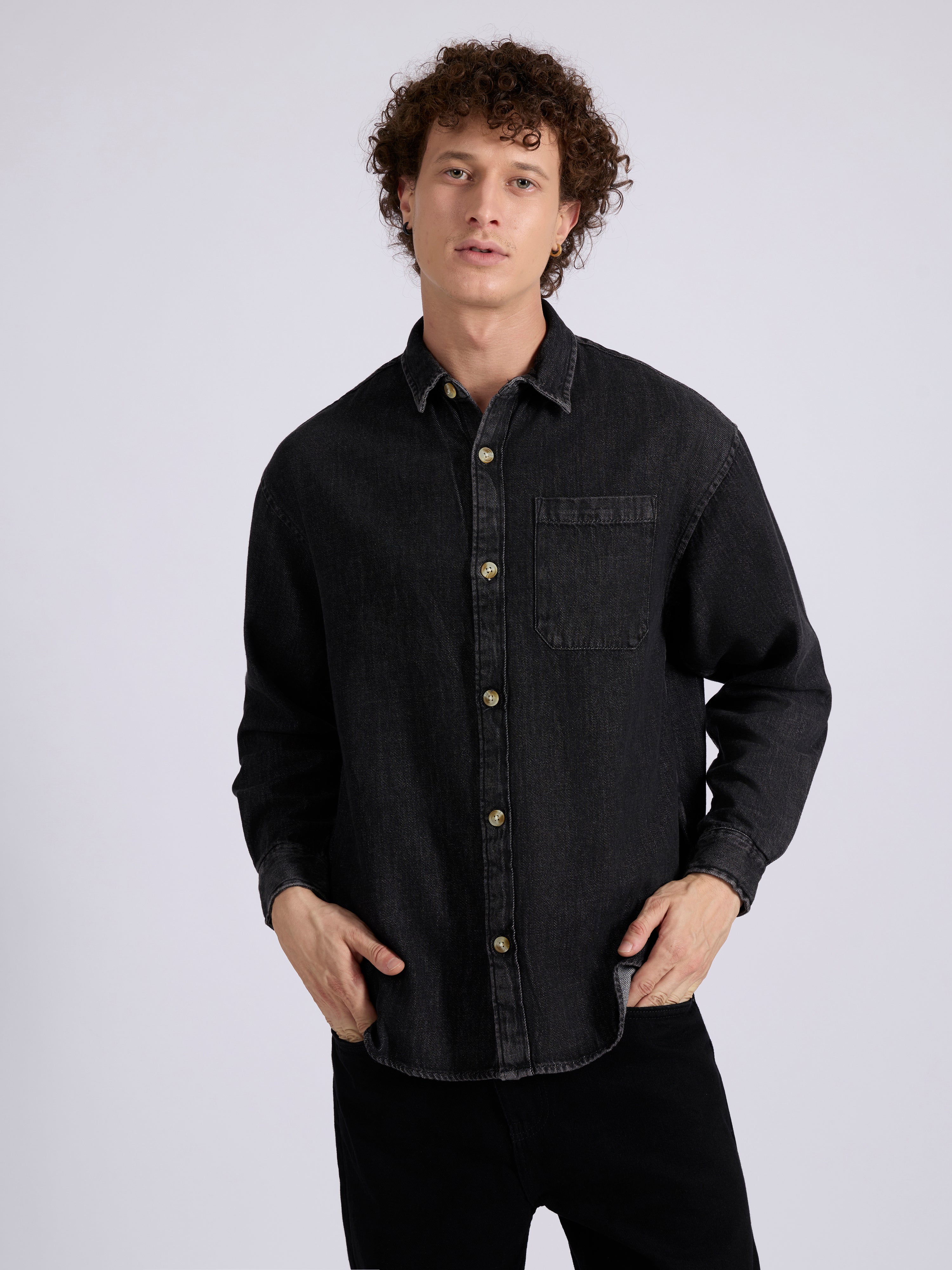 Mens Whitaker - Denim Shirt in Black color
