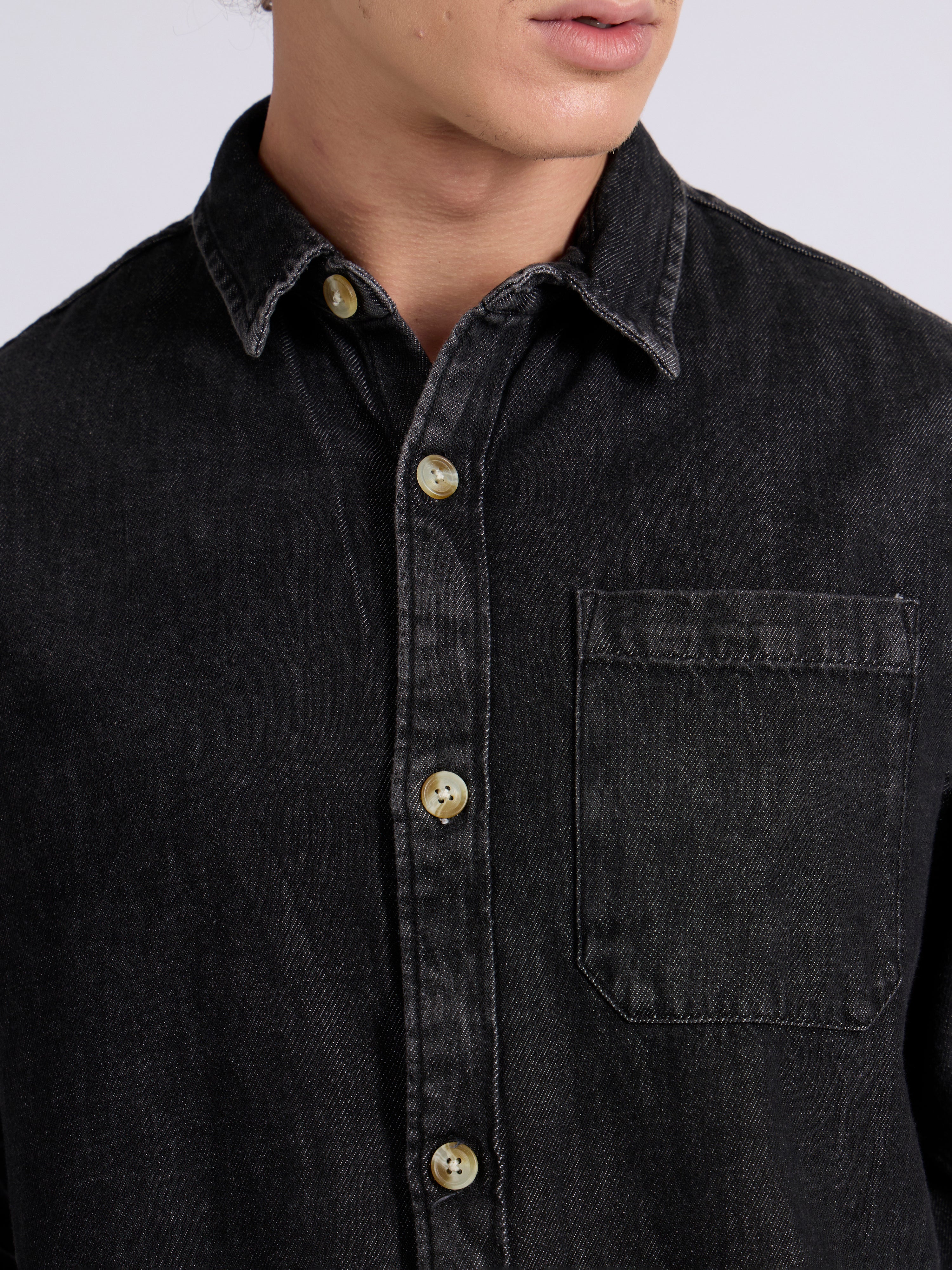 Mens Whitaker - Denim Shirt in Black color
