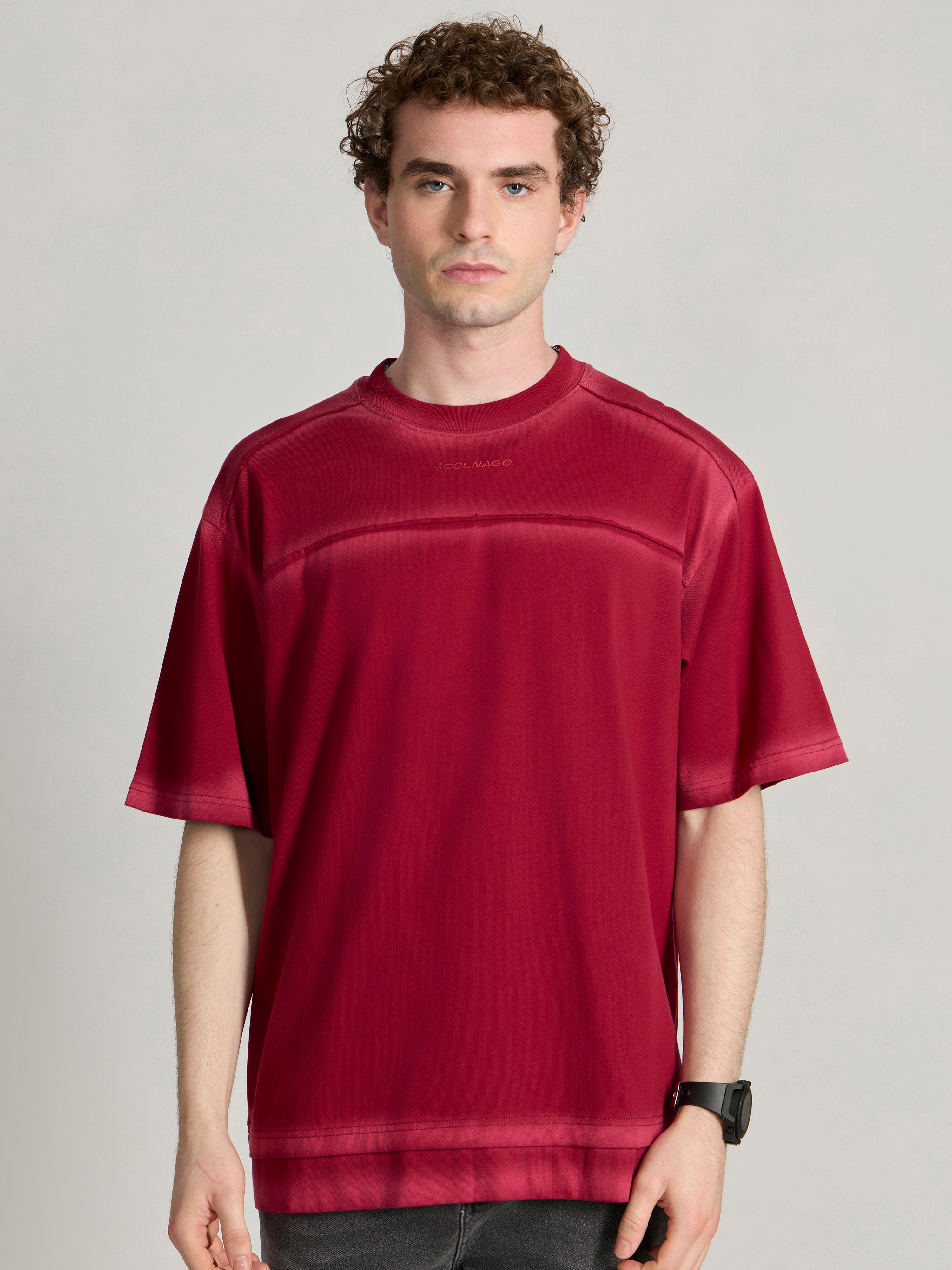 Men's printed baggy T-Shirt in ruby red
