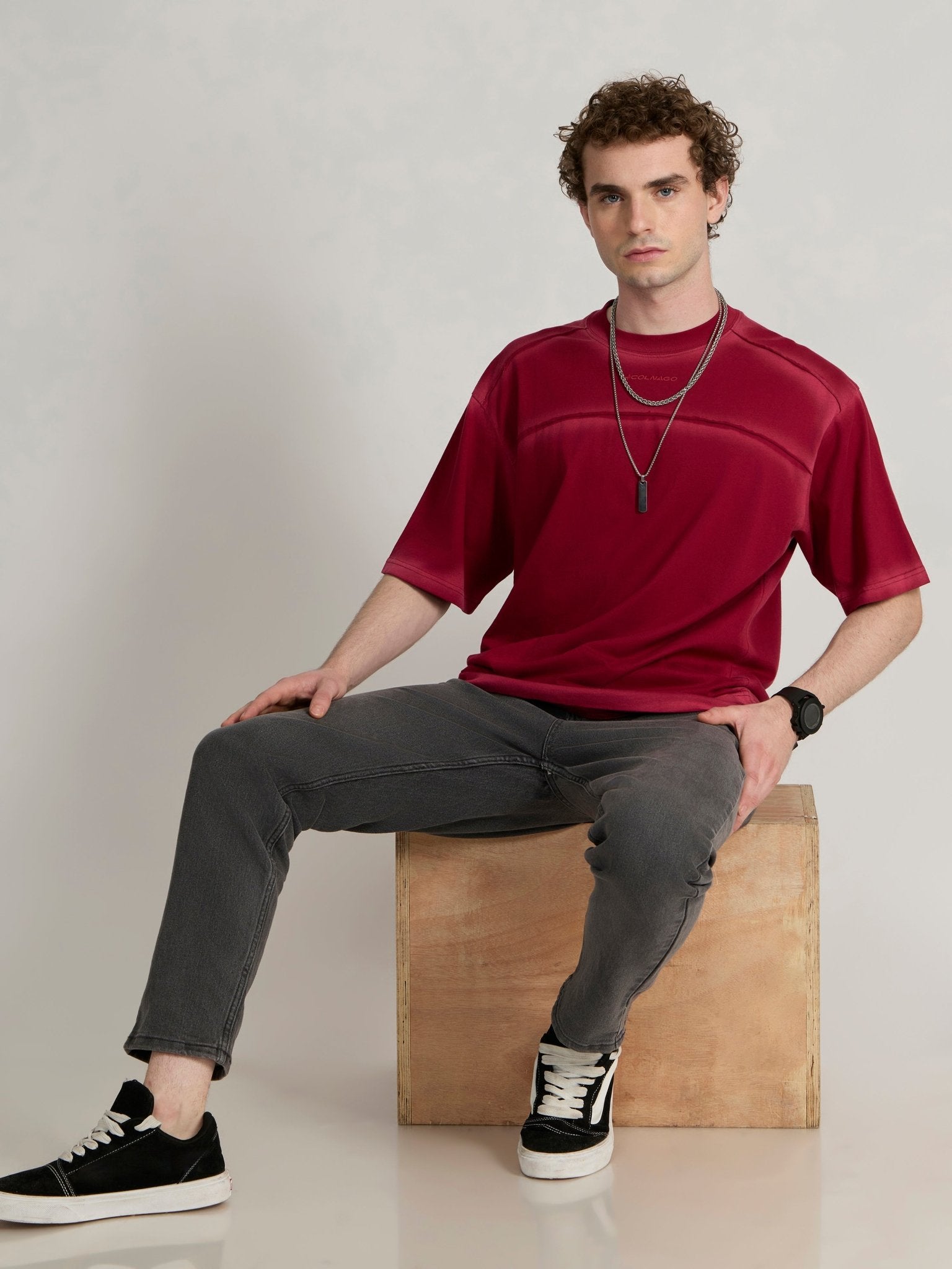 Lona - Fade Effect Baggy T-Shirt - Ruby Red - Espanshe