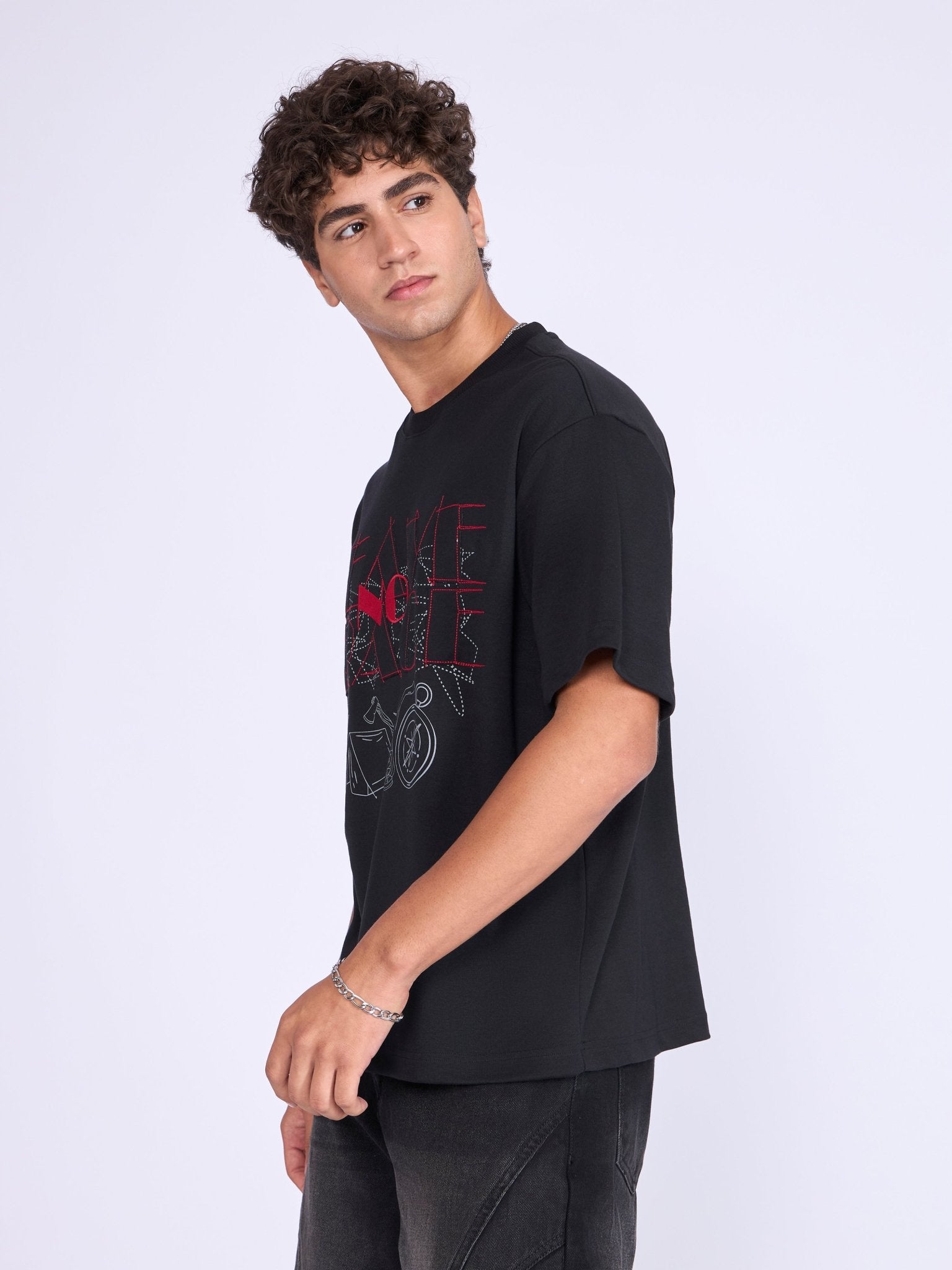 Trace - Leave No Trace Printed Loose Fit T-Shirt - Black - Espanshe