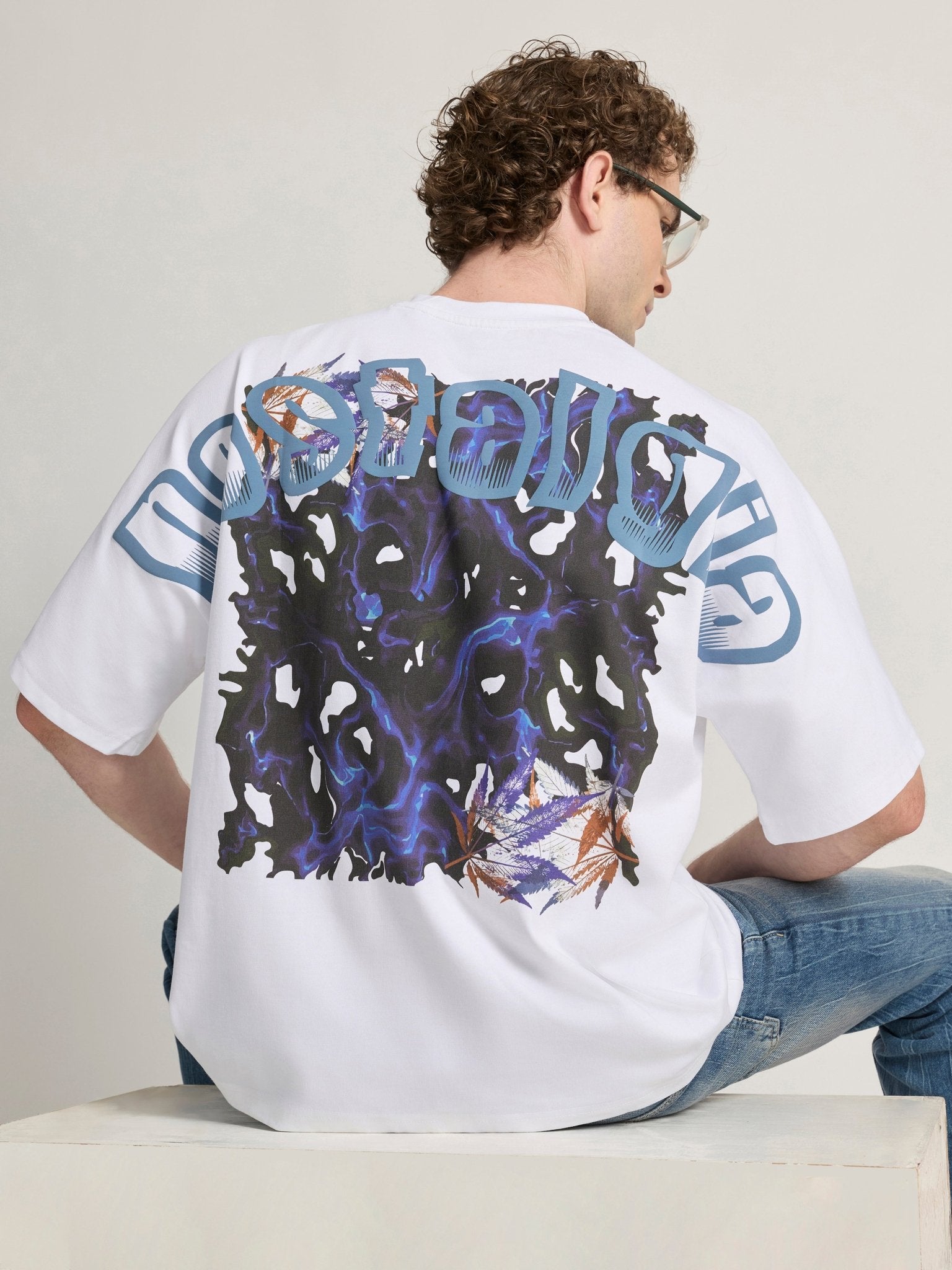 Nostalgia Printed White Baggy T-Shirt - Espanshe