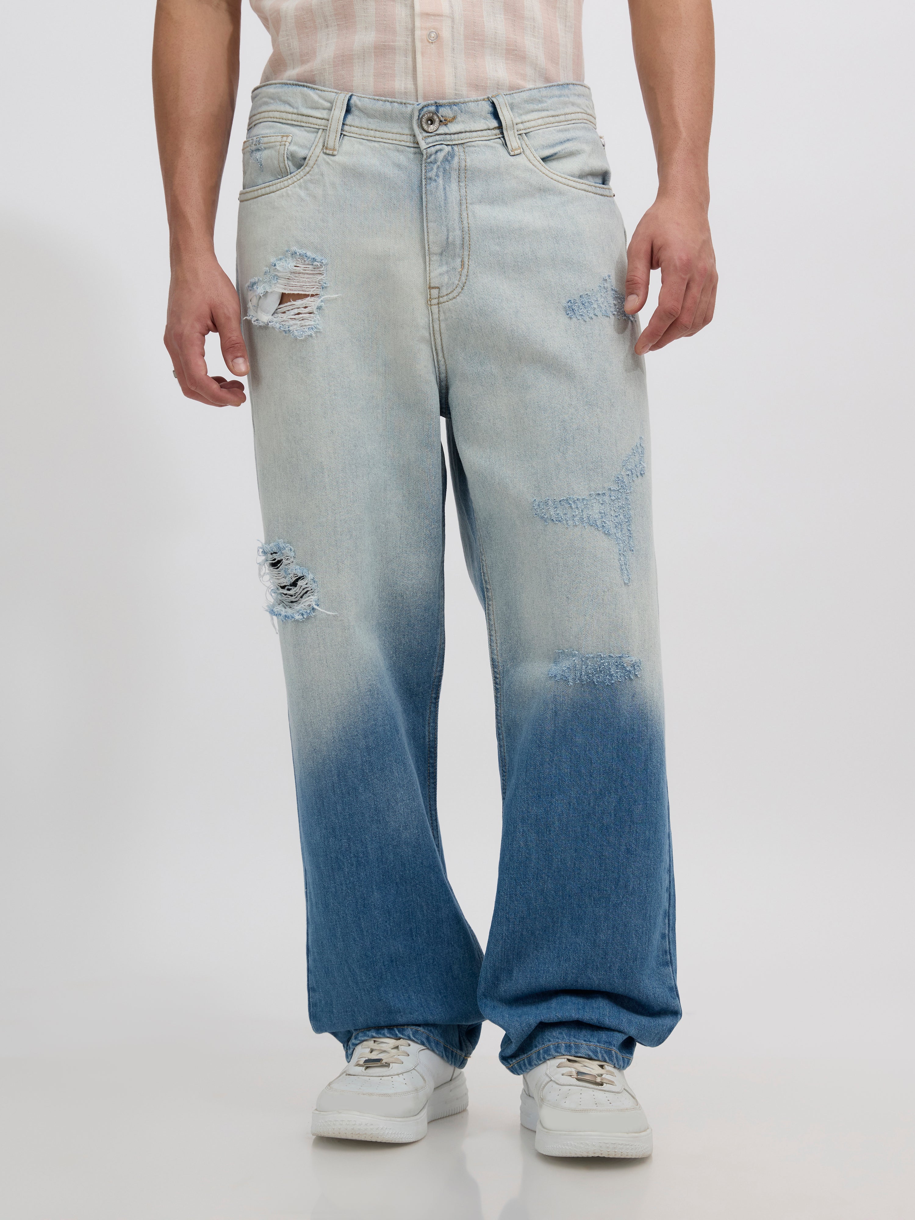 men's relaxed fit jeans with blue shade