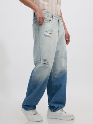 men's relaxed fit jeans with blue shade