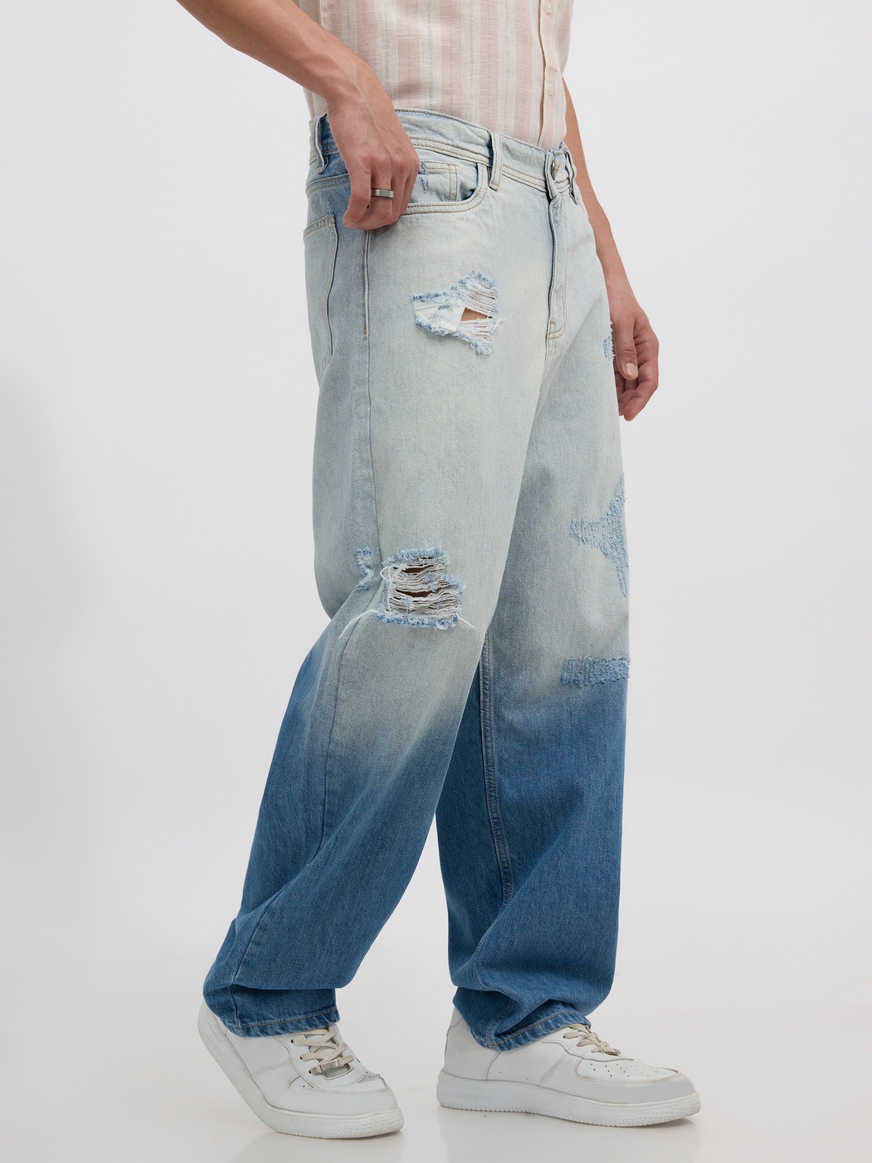 men's relaxed fit jeans with blue shade