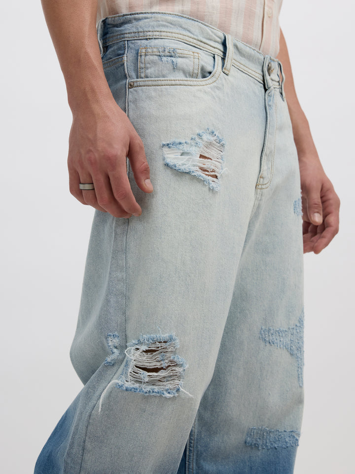 men's relaxed fit jeans with blue shade