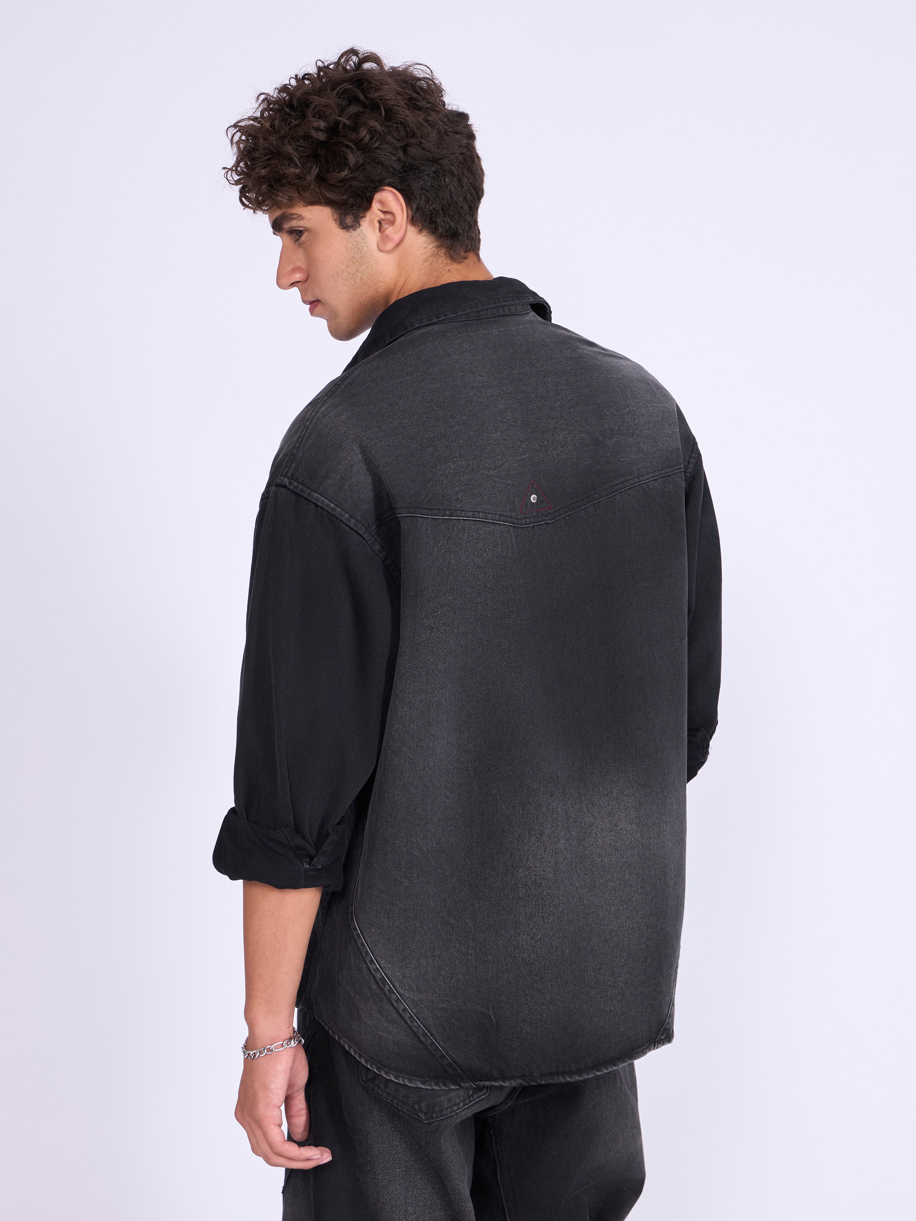 Men's Denim Shirt in Black shade
