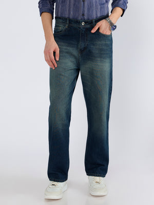 Men's Relaxed Fit Jeans in Dark Blue Shade