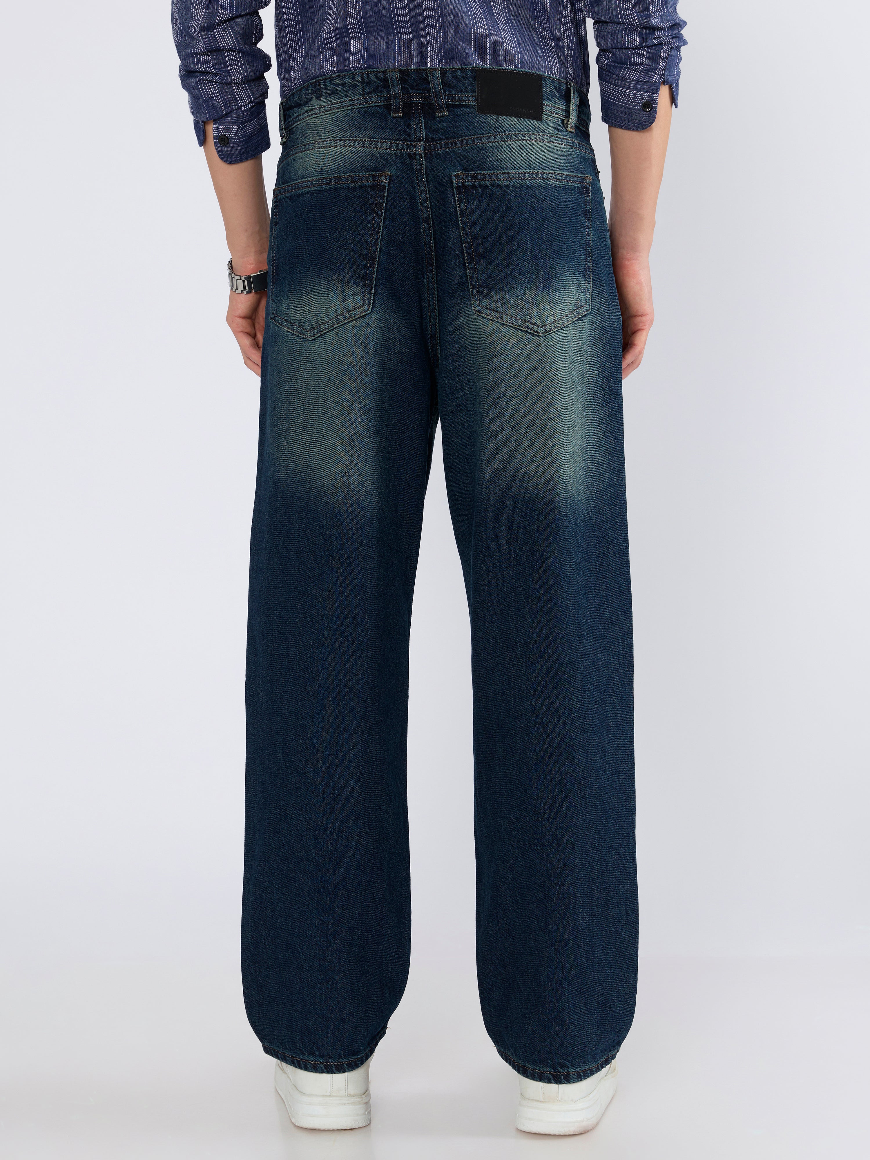 Men's Relaxed Fit Jeans in Dark Blue Shade