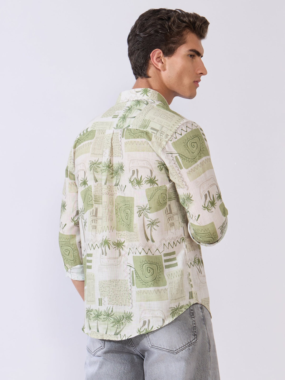 Mitaka - Relaxed Printed Shirt - Green - Espanshe