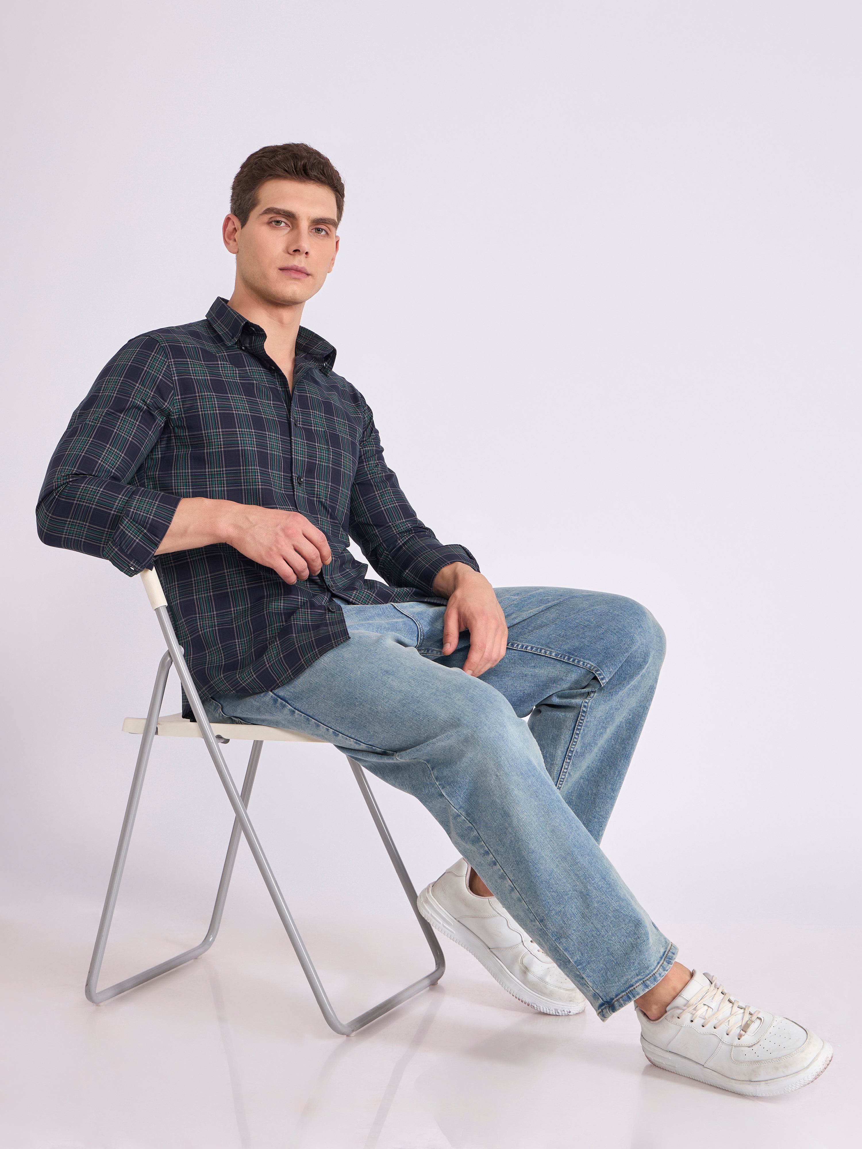 Men's Check Shirt in green