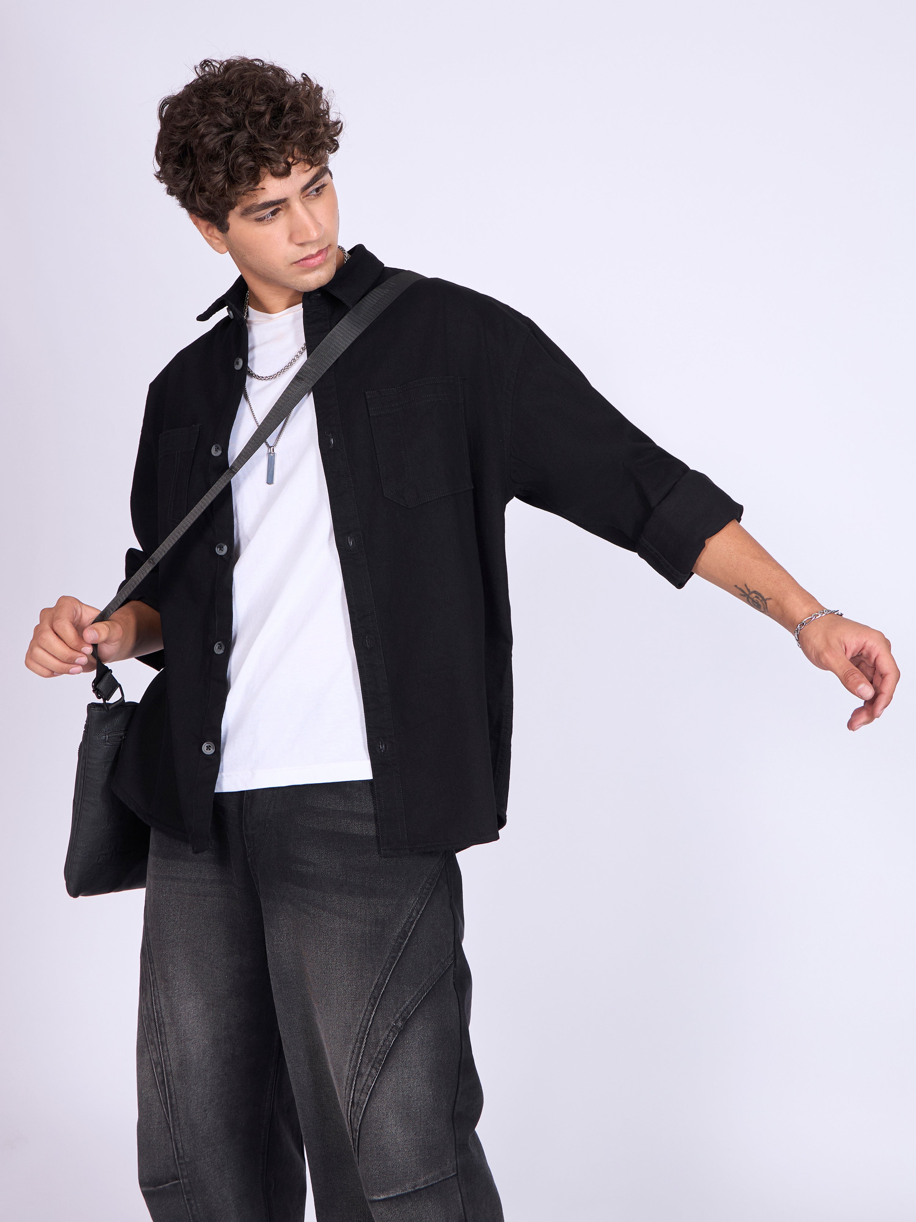 Men's Denim Shirt in Jet Black
