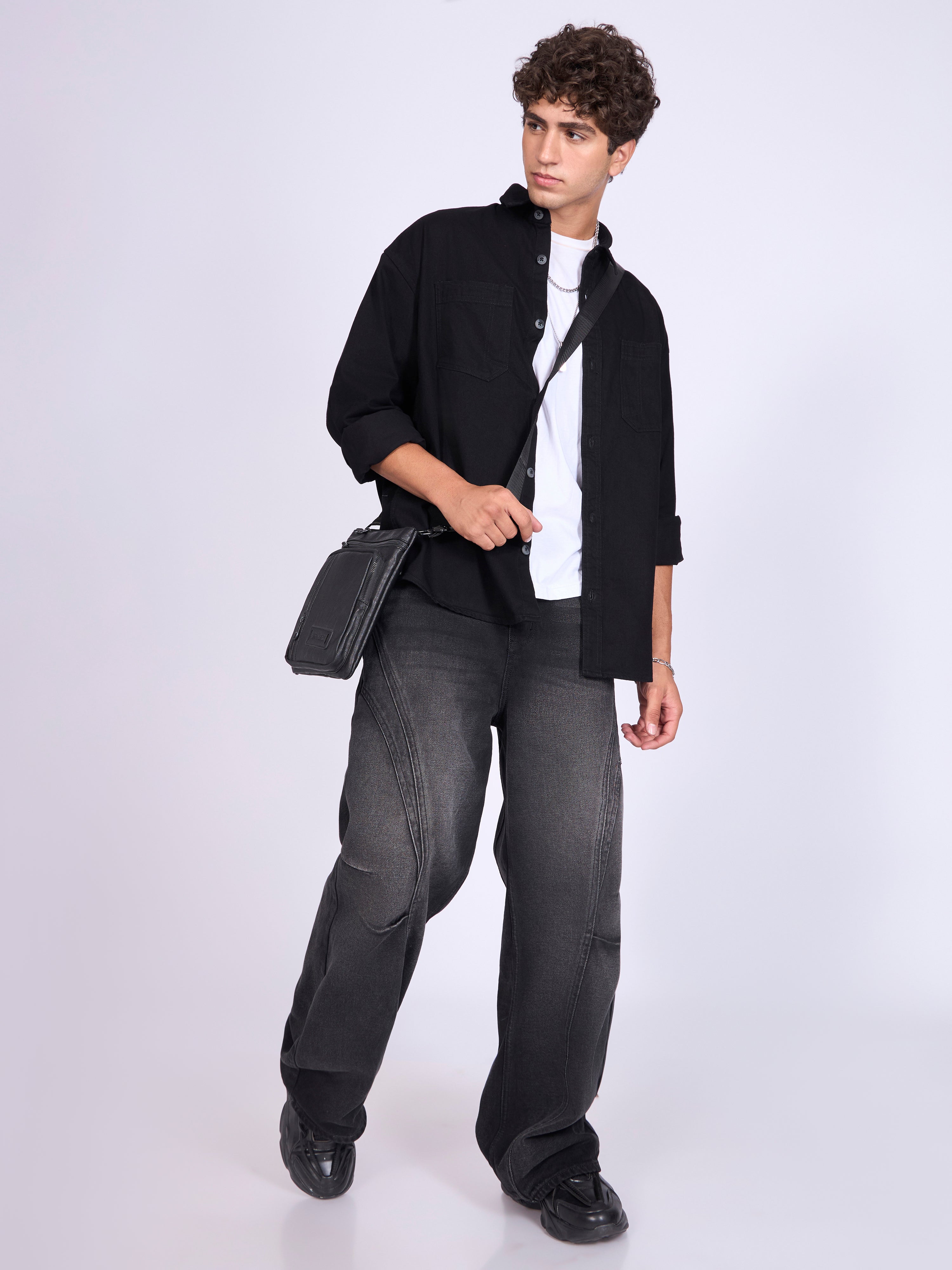 Men's Denim Shirt in Jet Black
