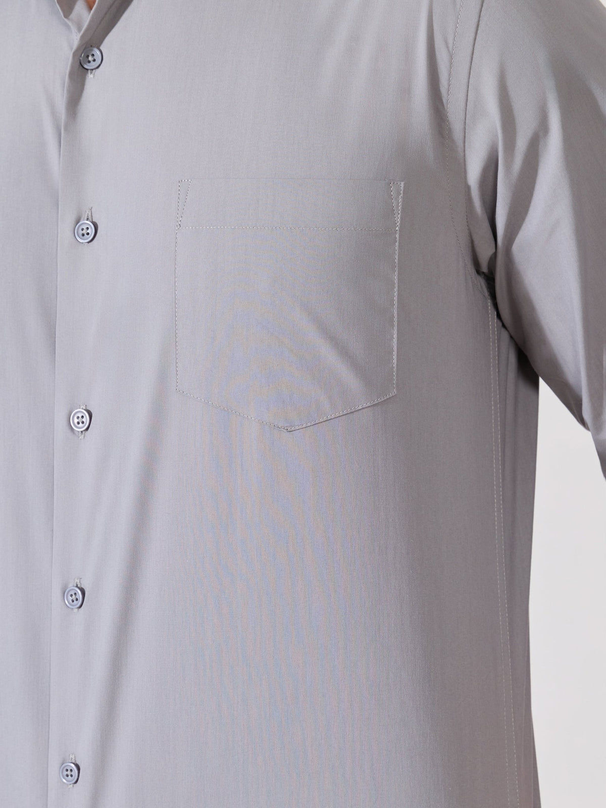 Valerius - Trim Fit Poplin Shirt - Grey - Espanshe