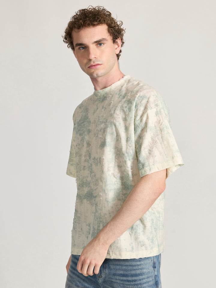 man wearing a Distressed Oversized T-Shirt - green