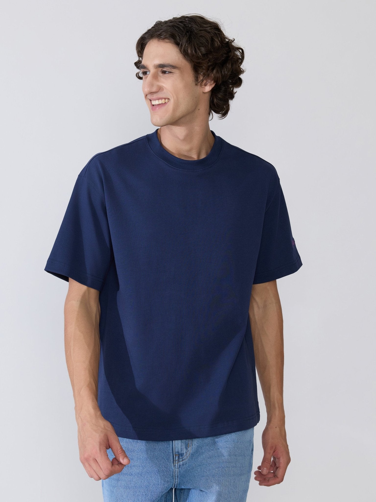 Loveex - Energy Flows Graphic Back Print Navy Blue T-Shirt - Espanshe