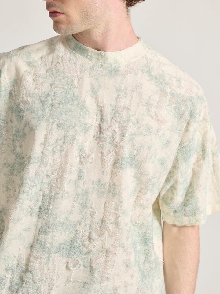 man wearing a Distressed Oversized T-Shirt - green