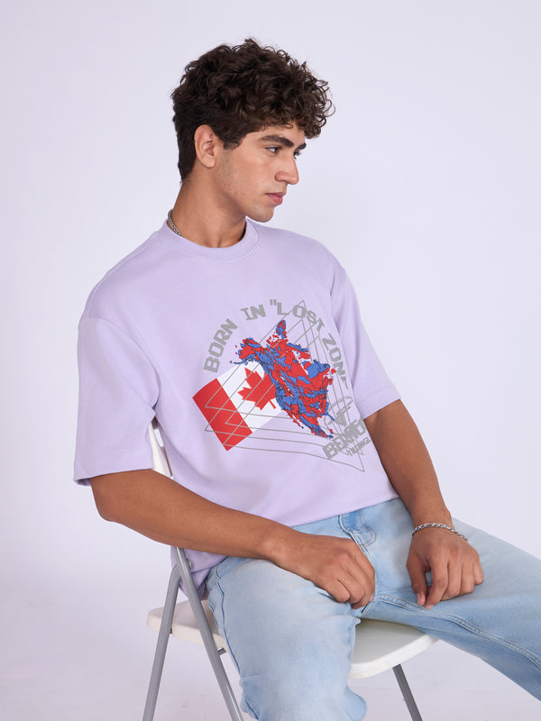 Trace - Bermuda Triangle Printed Loose Fit T-Shirt - Lavender