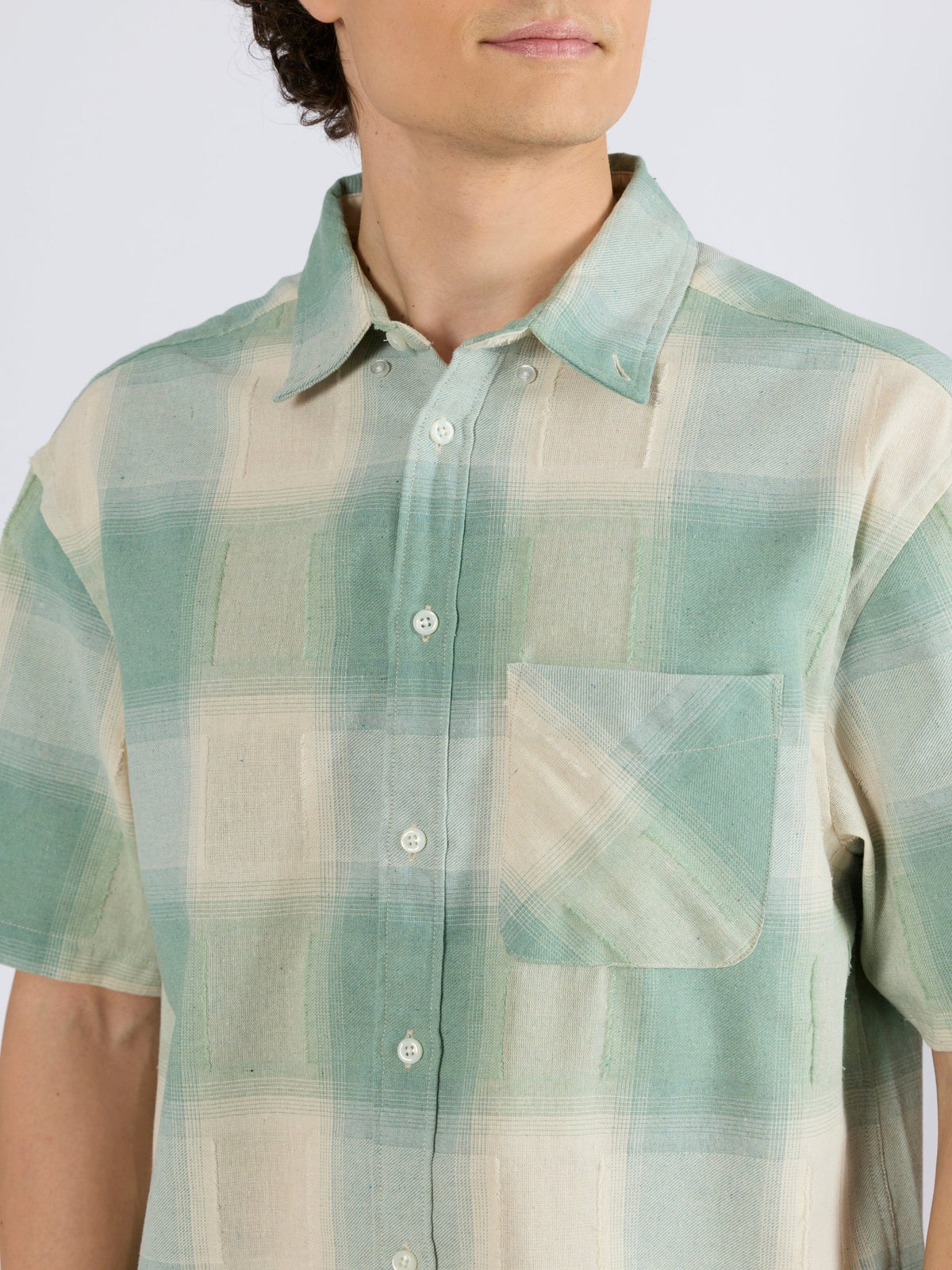 Orvar - Half Sleeve Checks Shirt - Green - Espanshe