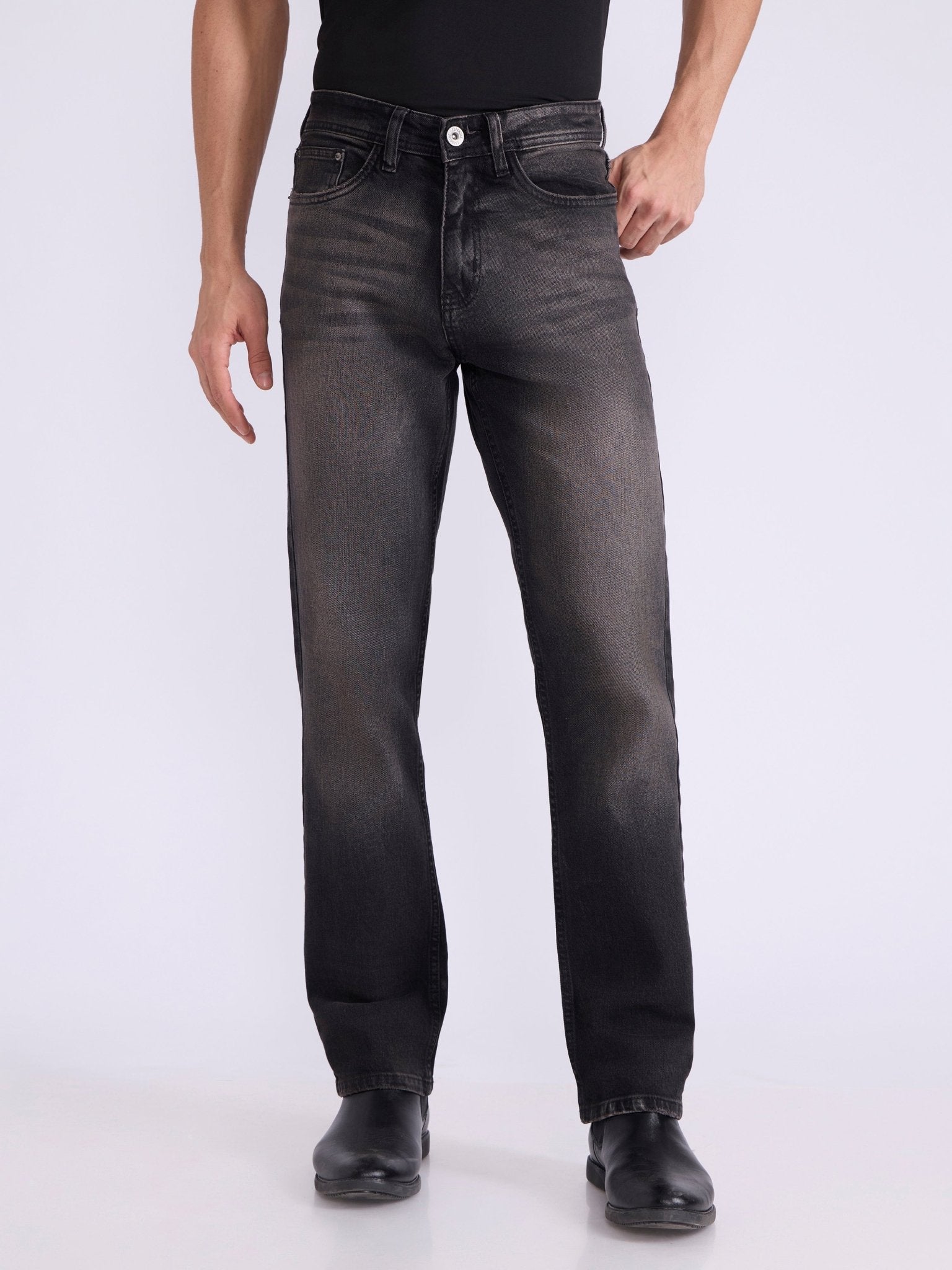 Yulia - Straight Fit Jeans - Black Shade - Espanshe