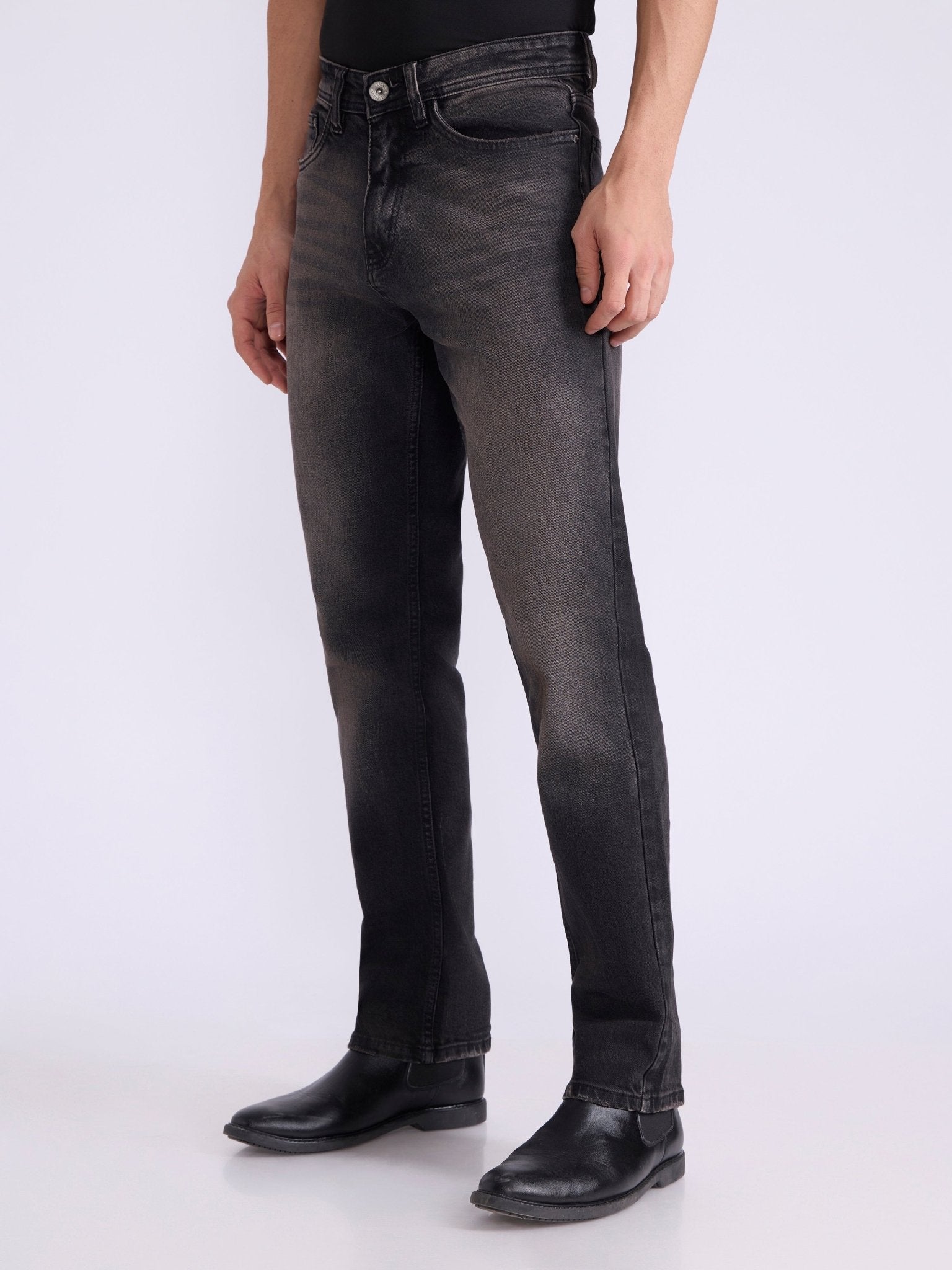 Yulia - Straight Fit Jeans - Black Shade - Espanshe