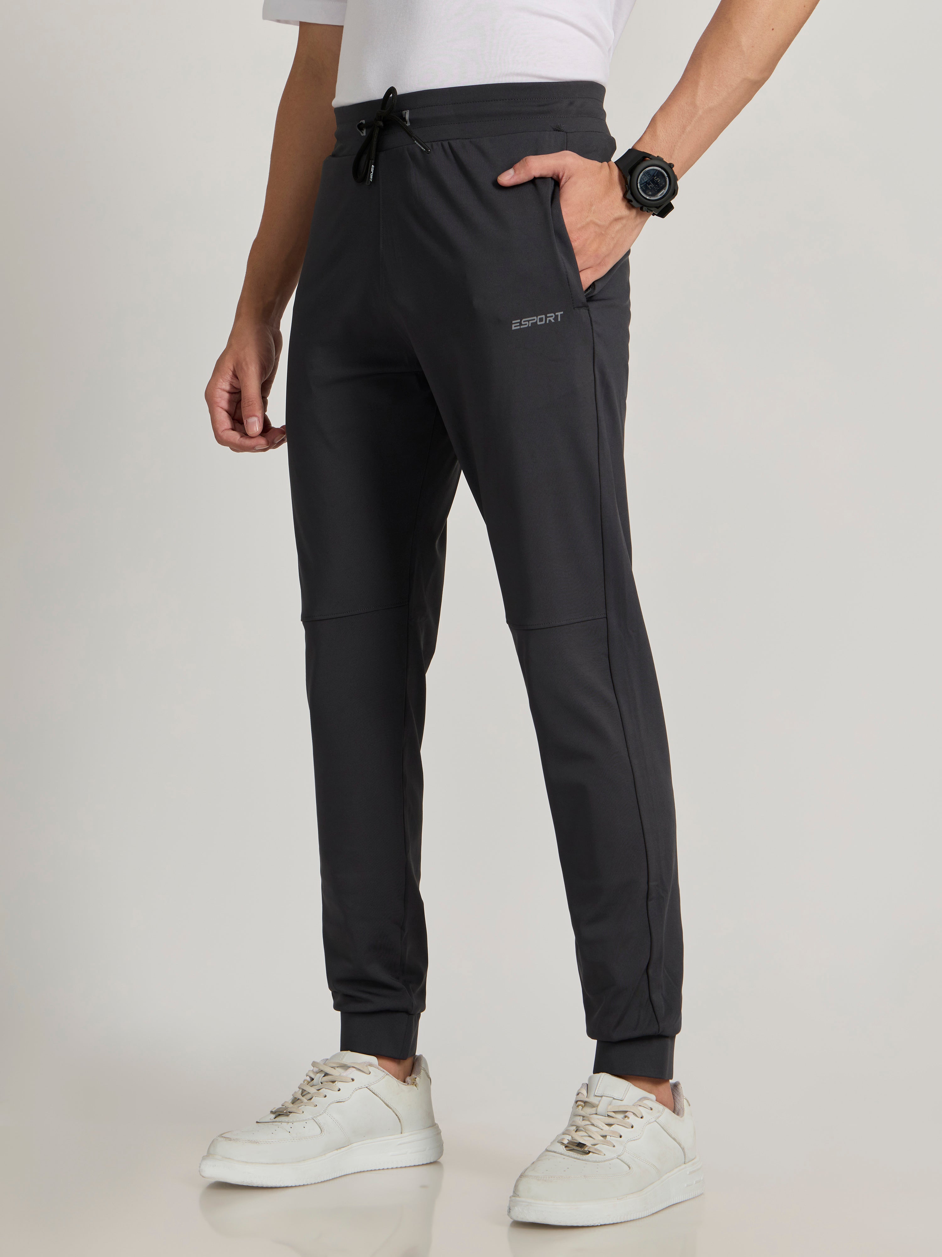  Men's Track Pant -in Dark Gray color with drawstring.