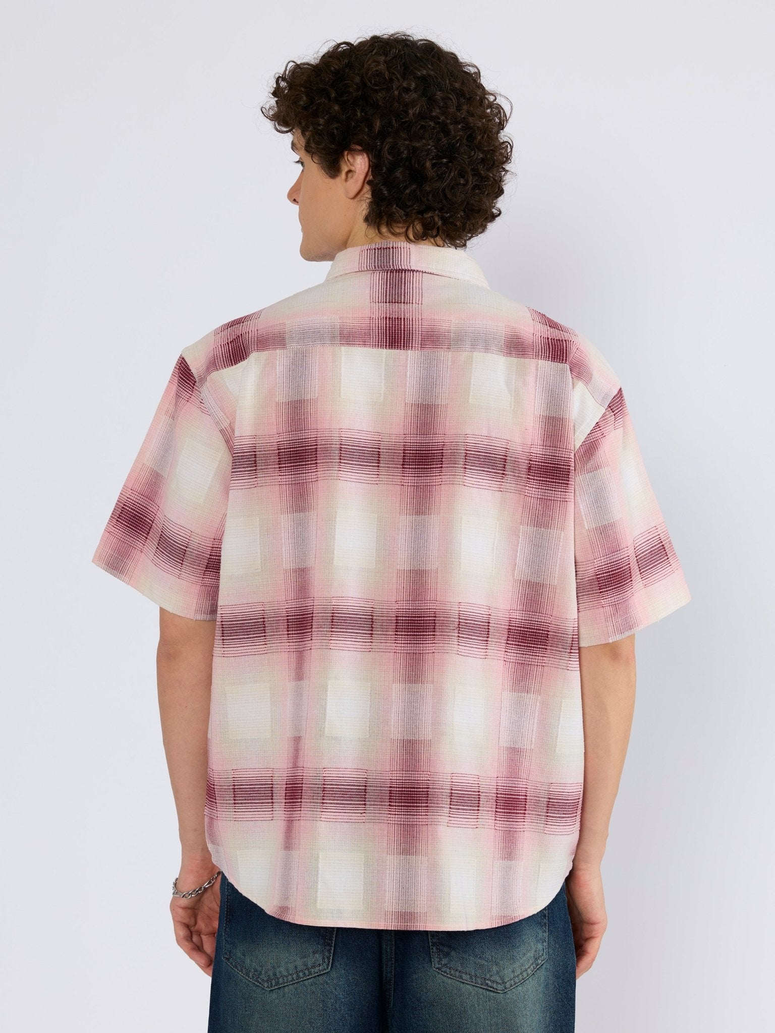 Orvar - Half Sleeve Checks Shirt - Pink - Espanshe