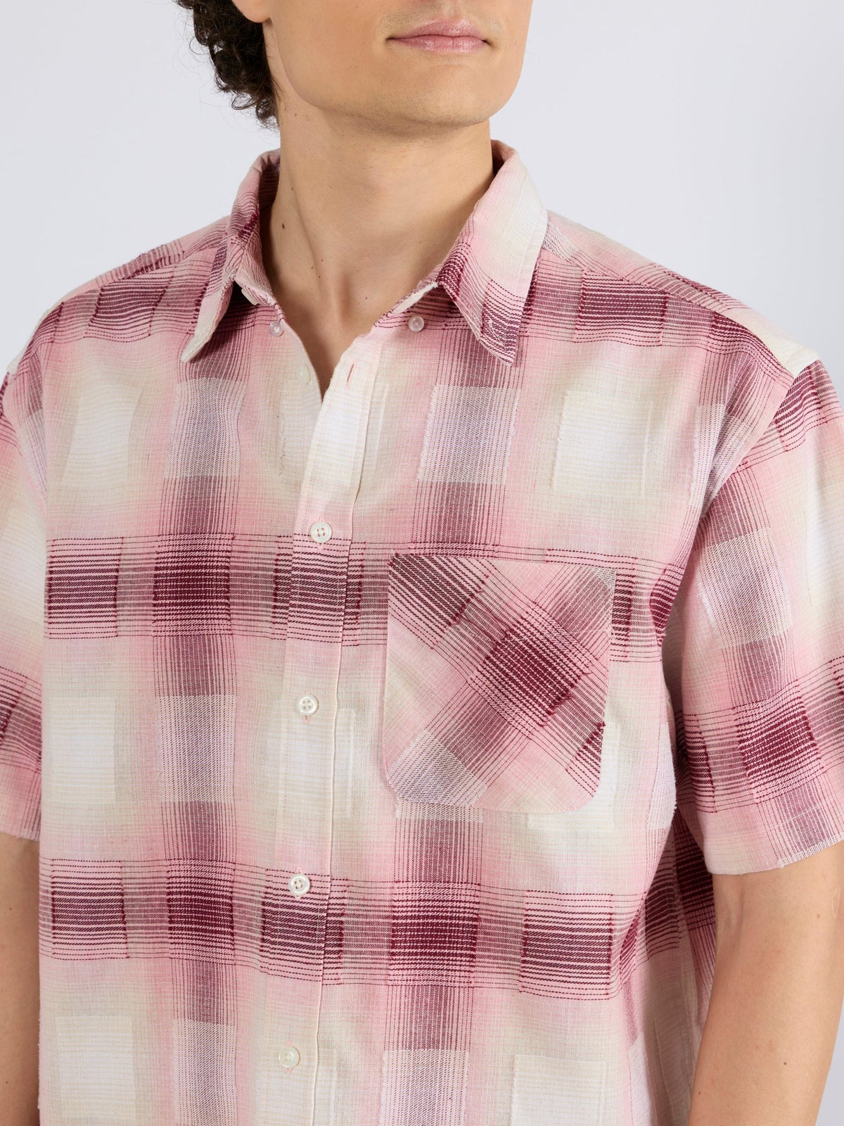 Orvar - Half Sleeve Checks Shirt - Pink - Espanshe
