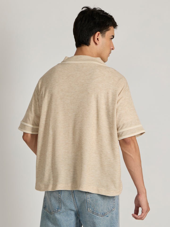 Men's Loose Fit Baseball Shirt - Cream
