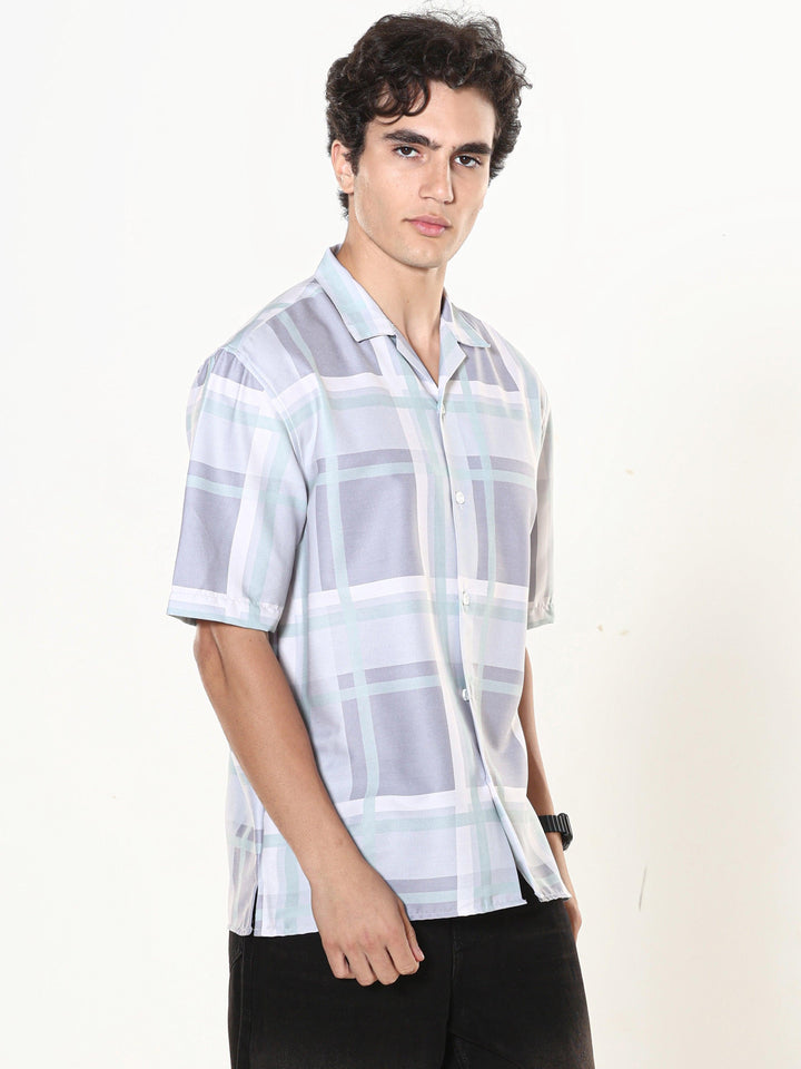 Kerenza - Checkered Lycra Shirt -Mint Green - Espanshe