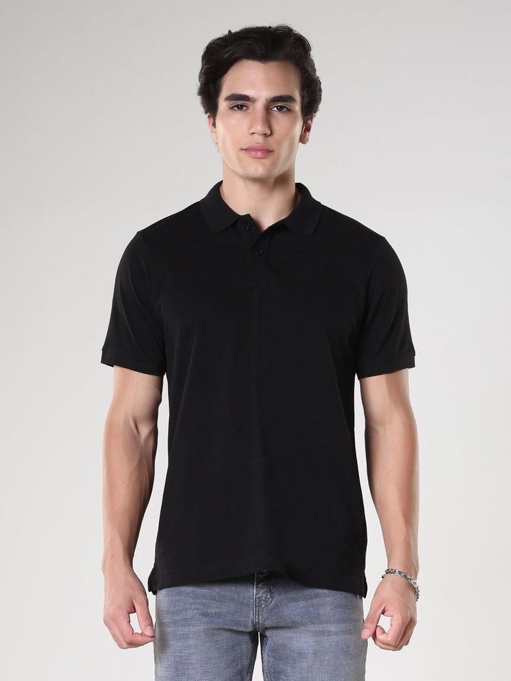 Odessa - Plain Polo T-Shirt- Black - Espanshe