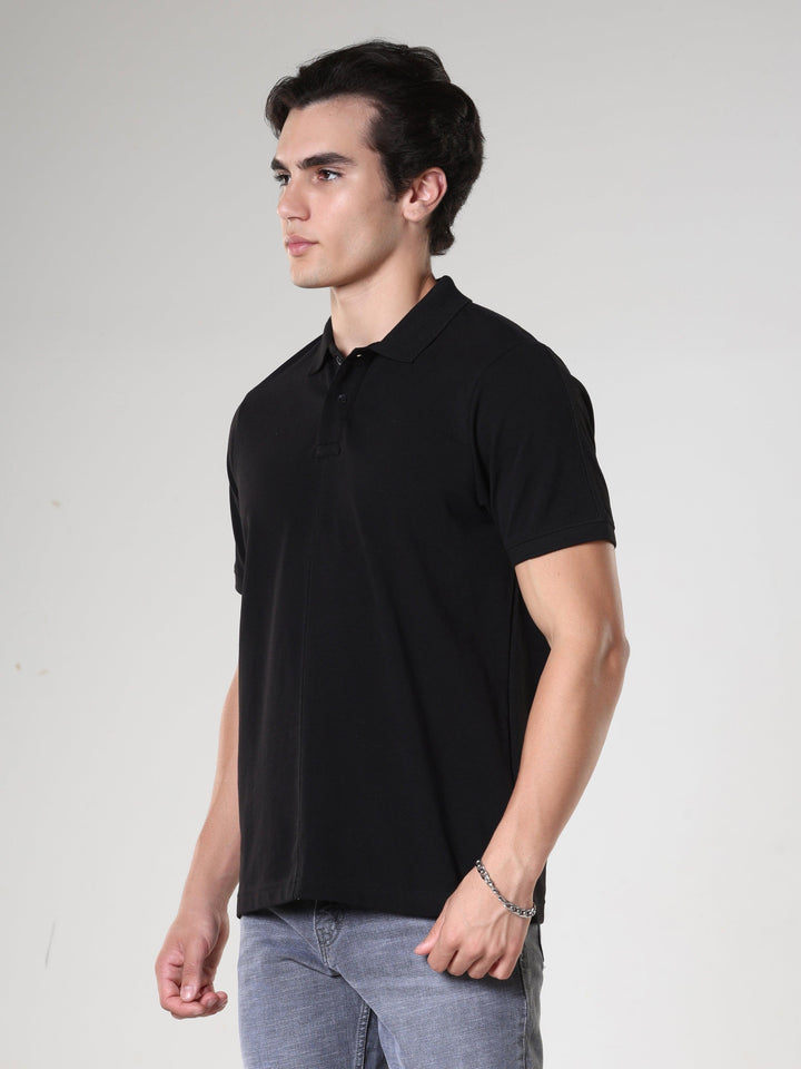 Odessa - Plain Polo T-Shirt- Black - Espanshe