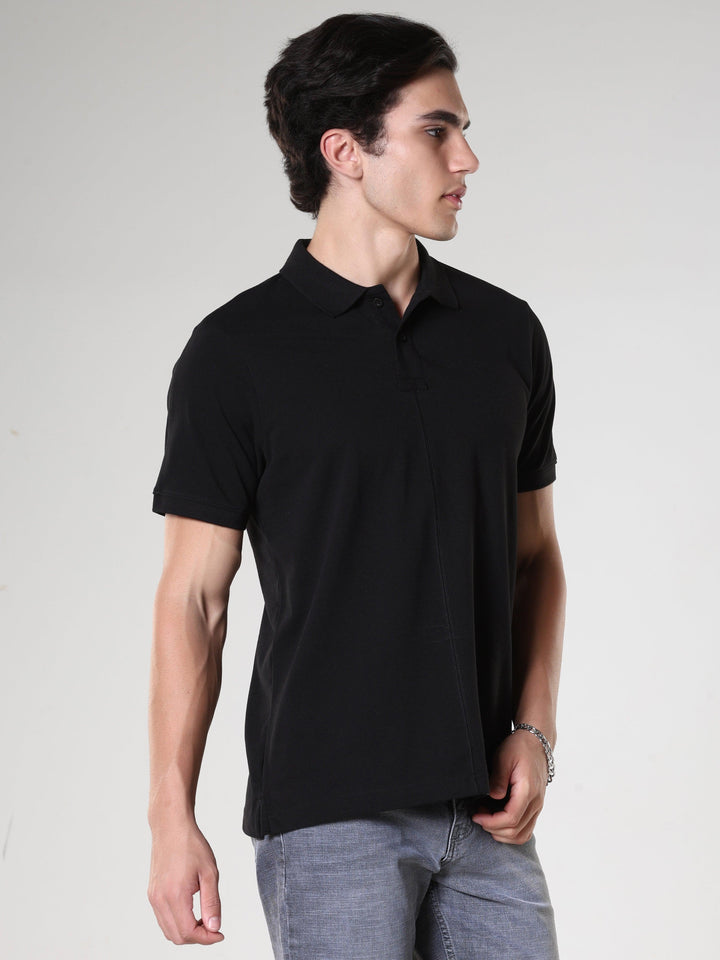 Odessa - Plain Polo T-Shirt- Black - Espanshe