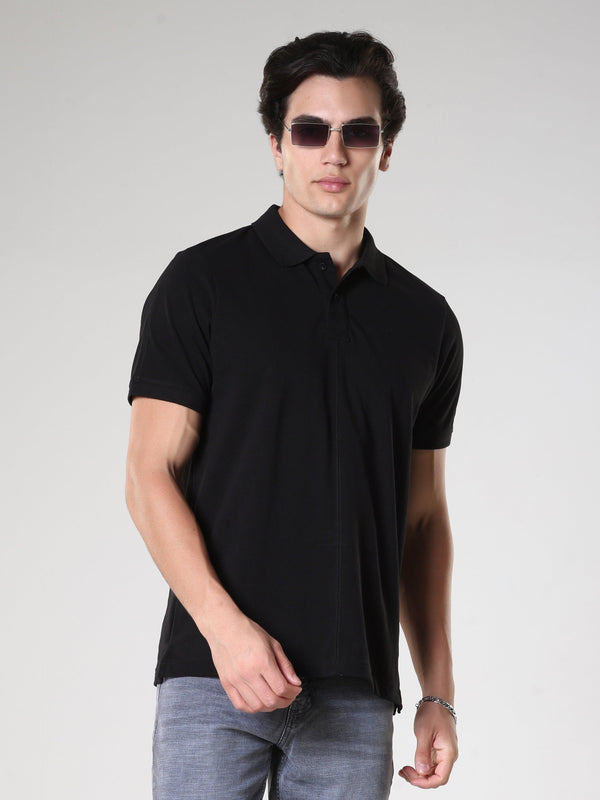 Odessa - Plain Polo T-Shirt- Black - Espanshe