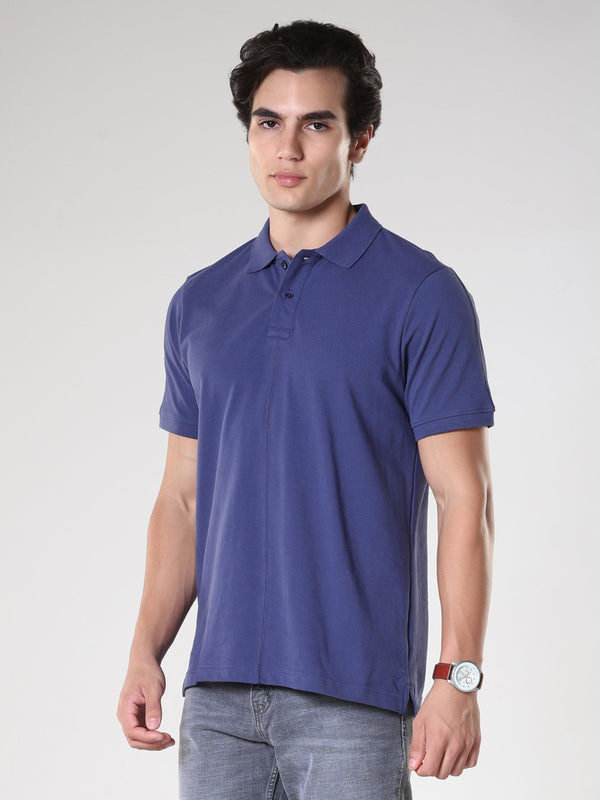 Odessa - Plain Polo T-Shirt- Blue - Espanshe