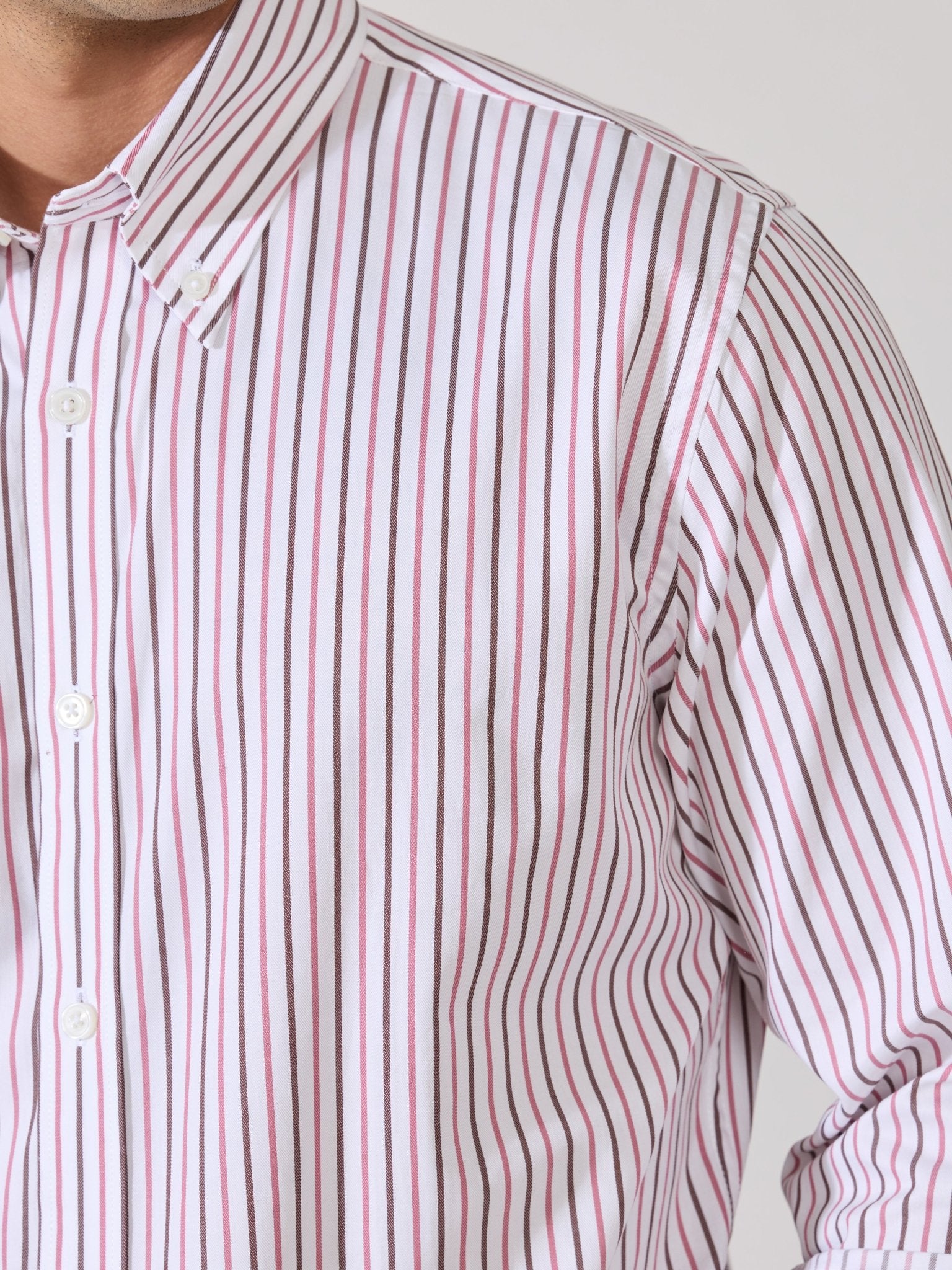 Erzela - Smart Fit Striped Shirt - Brown - Espanshe