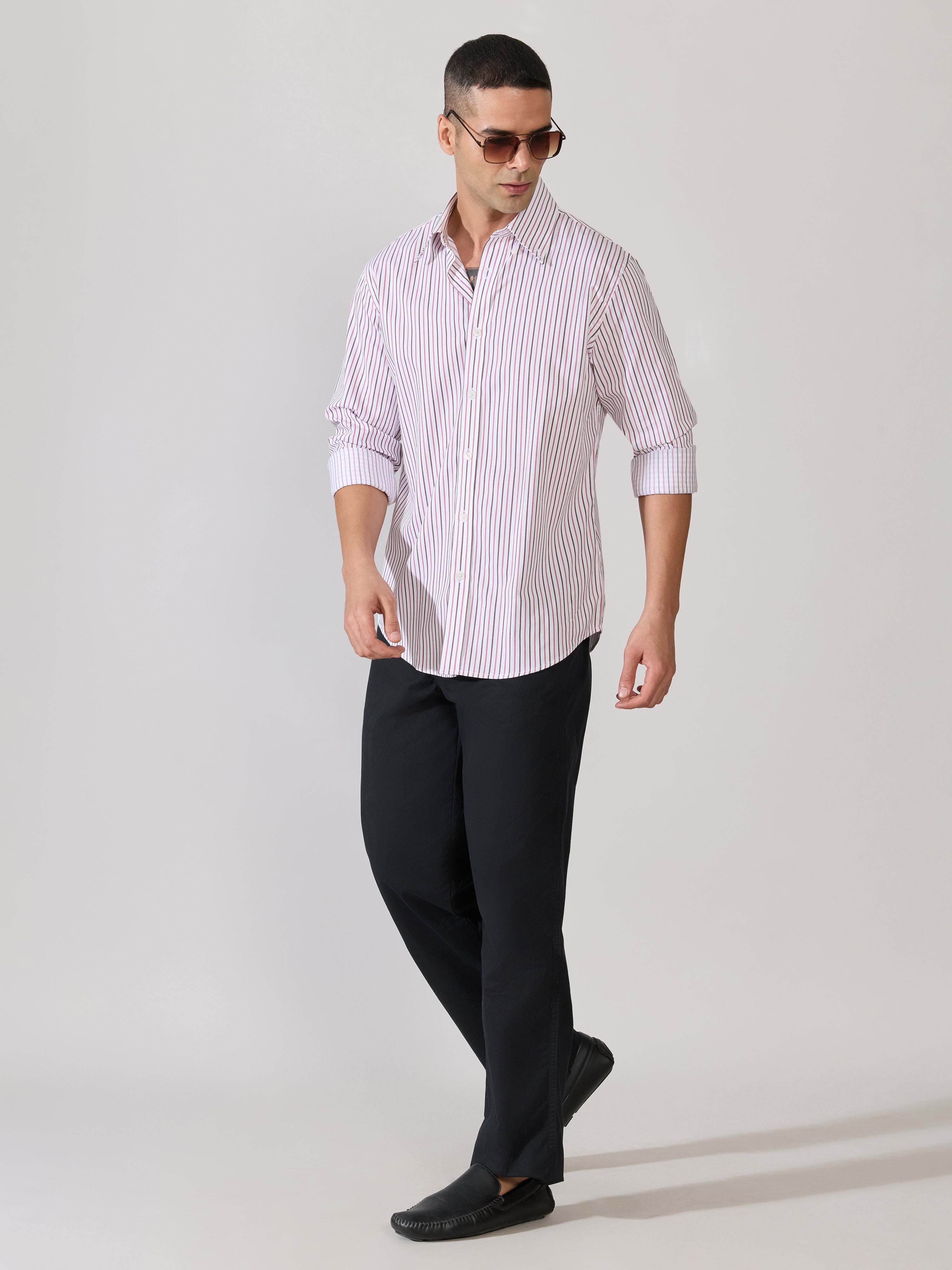 Erzela - Smart Fit Striped Shirt - Brown