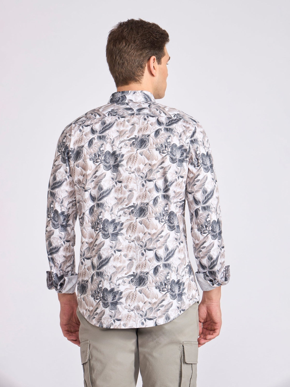 Ulfred - Satin Floral Printed Shirt - Dark Steel Blue - Espanshe