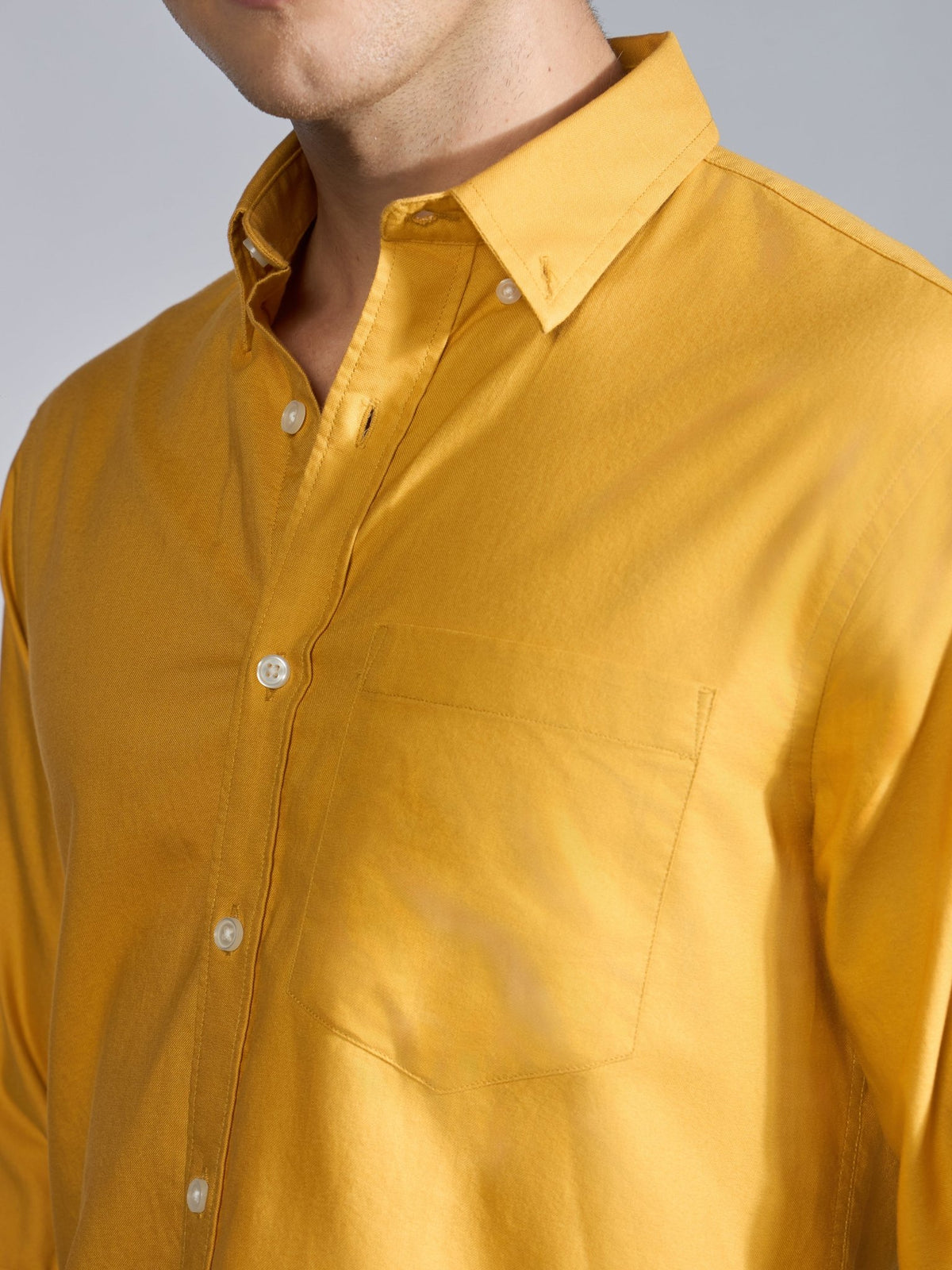 Orbit - Relaxed Fit Oxford Shirt With Elbow Patch - Yellow - Espanshe