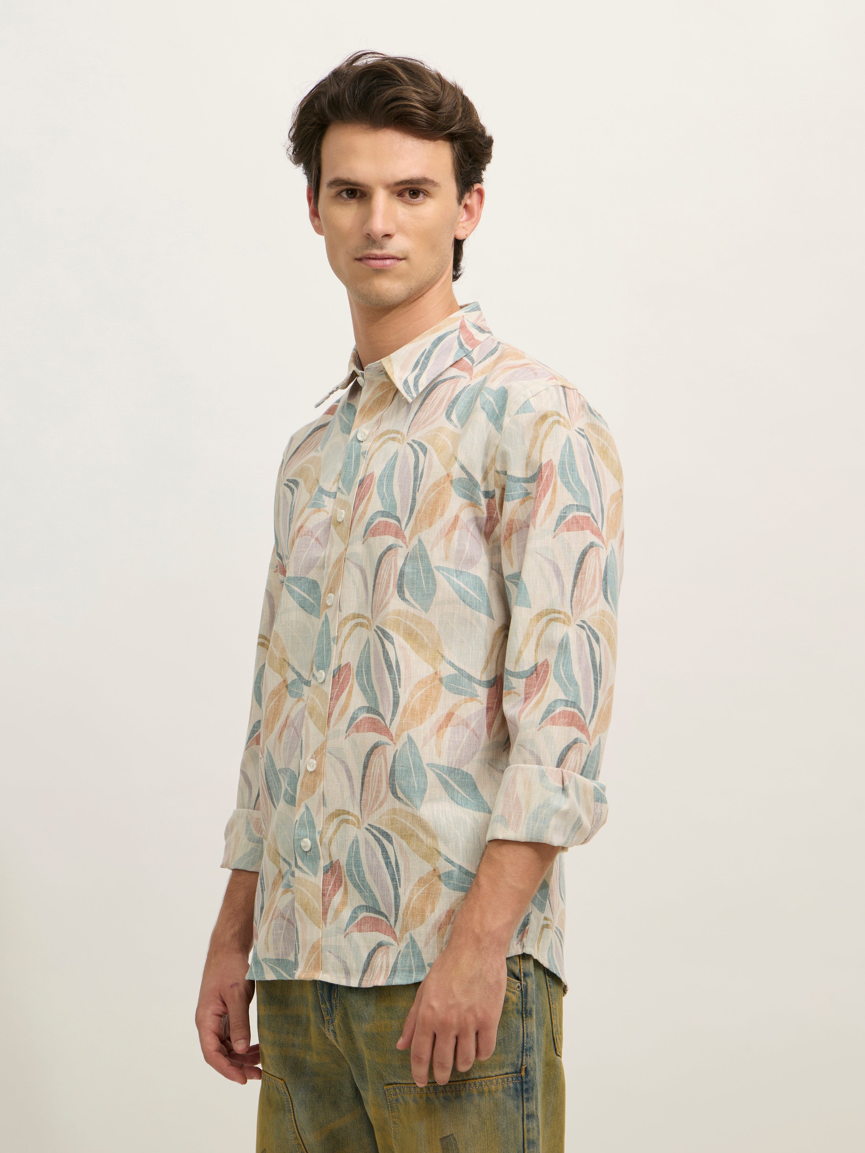 Westley - Regular Floral Printed Shirt - Blue Green