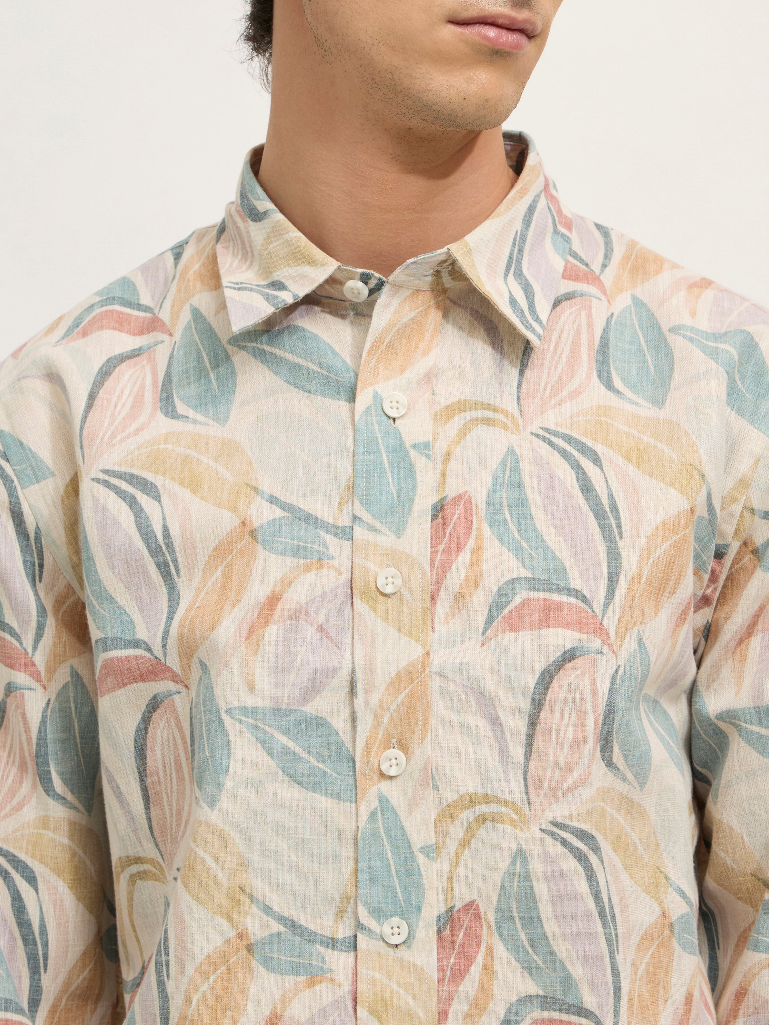 Westley - Regular Floral Printed Shirt - Blue Green