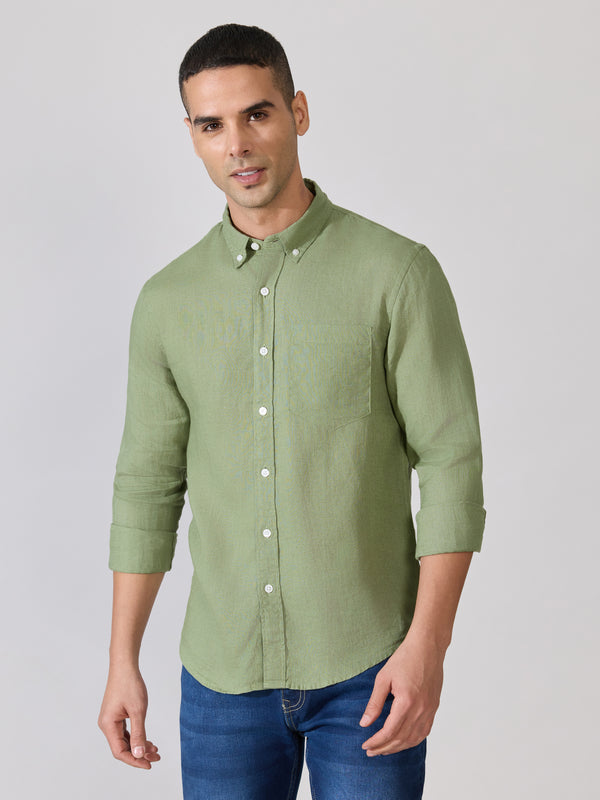 Erta - Relaxed Linen Shirt - Green