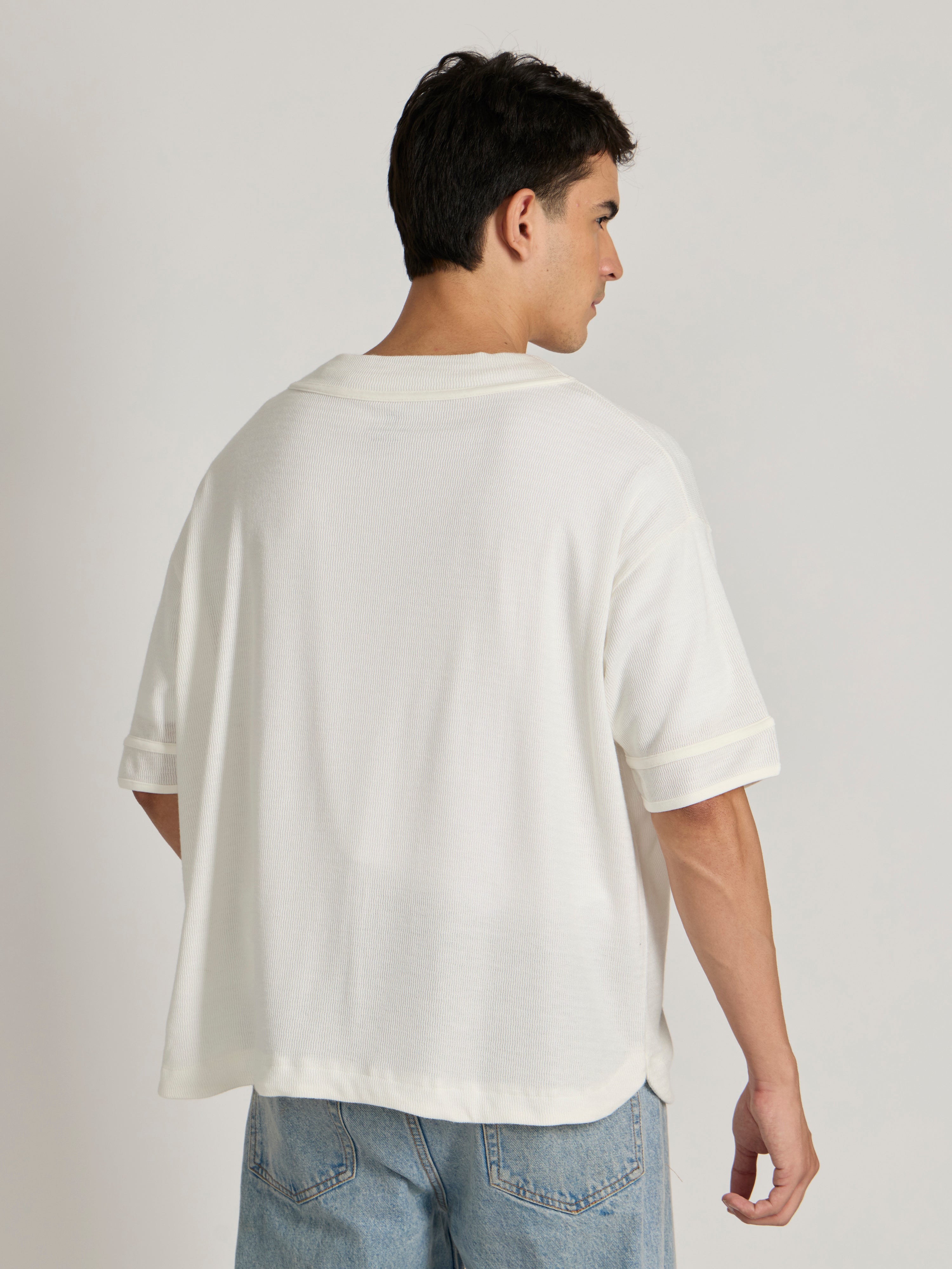 Men's Loose Fit Baseball Shirt - white
