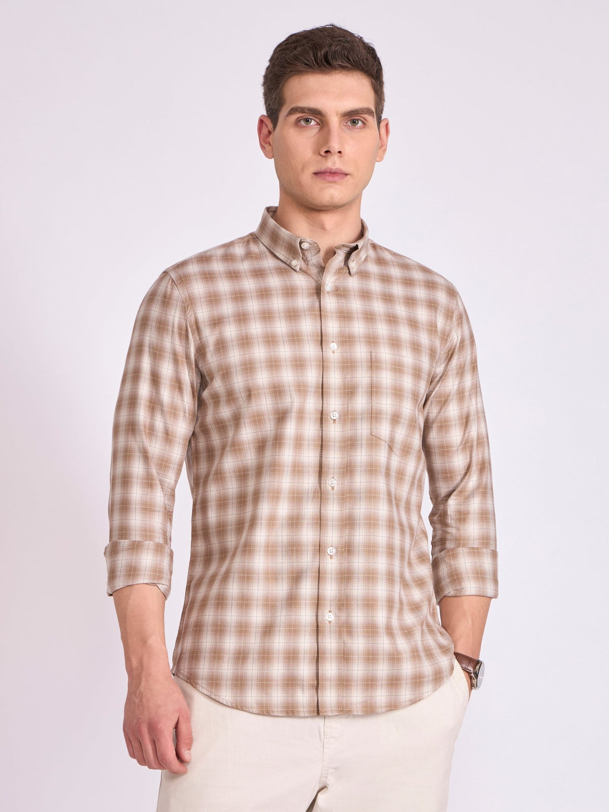 Quint - Check Shirt - Brown - Espanshe