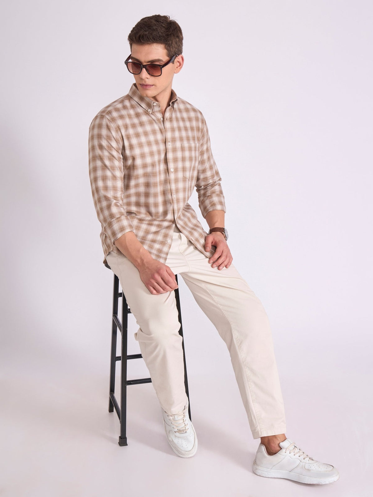 Quint - Check Shirt - Brown - Espanshe