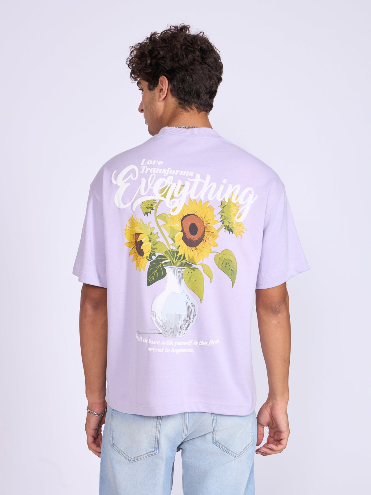 Trace - Full Of Love Printed Loose Fit T-Shirt - Lavender - Espanshe